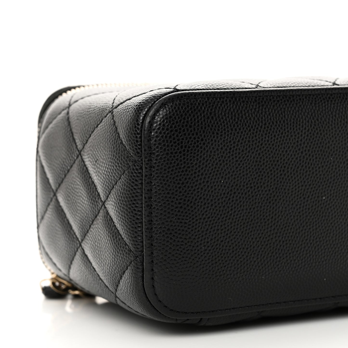 Caviar Quilted Small Vanity Case With Chain Black