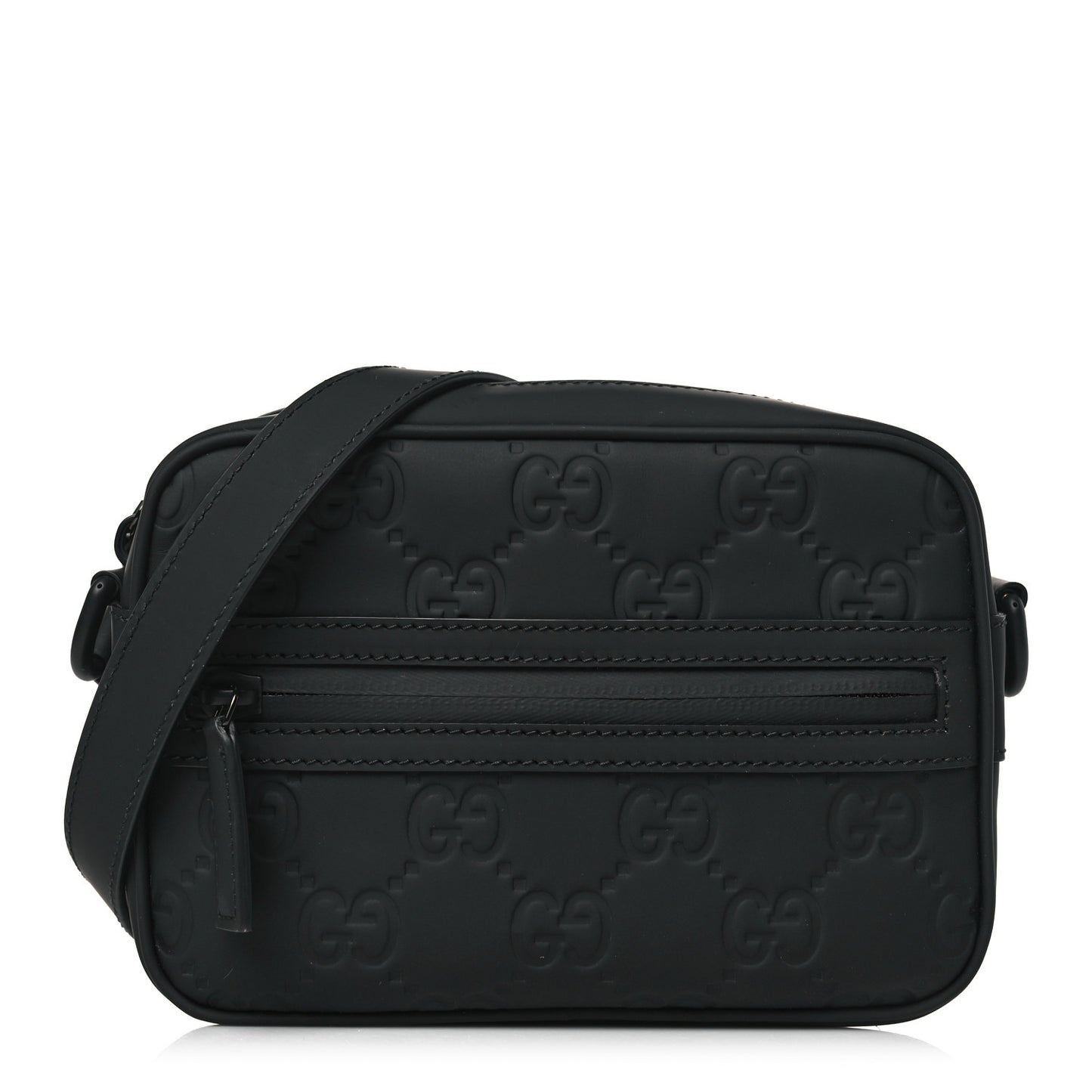 Rubber Effect Calfskin GG Mini Crossbody Bag Black