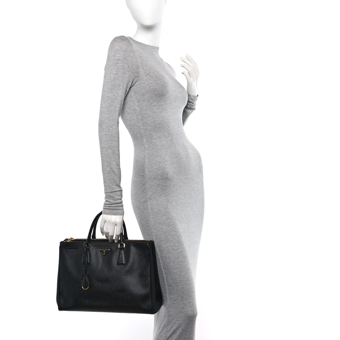 Saffiano Large Galleria Double Zip Tote Black