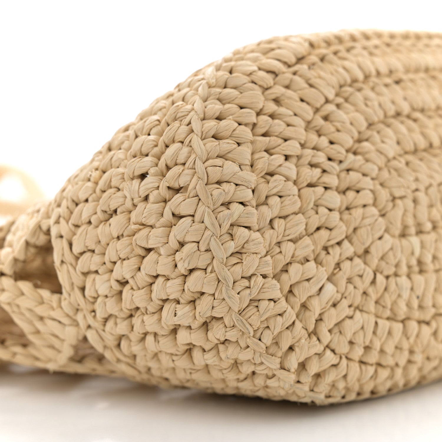 Prada Yarn Raffia Effect Crochet Embroidered Mini  Logo Tote Naturale 8 of 11