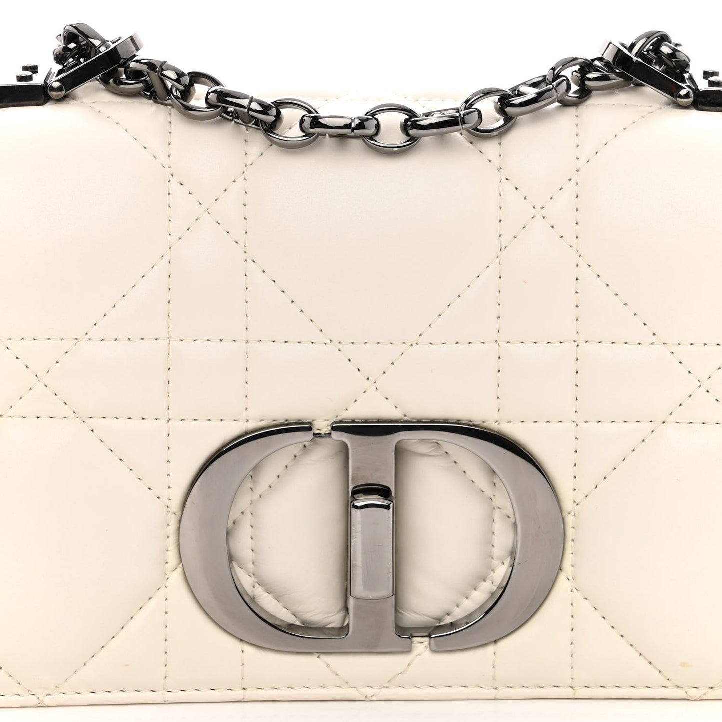 Lambskin Macrocannage Small Dior Caro Bag Ivory