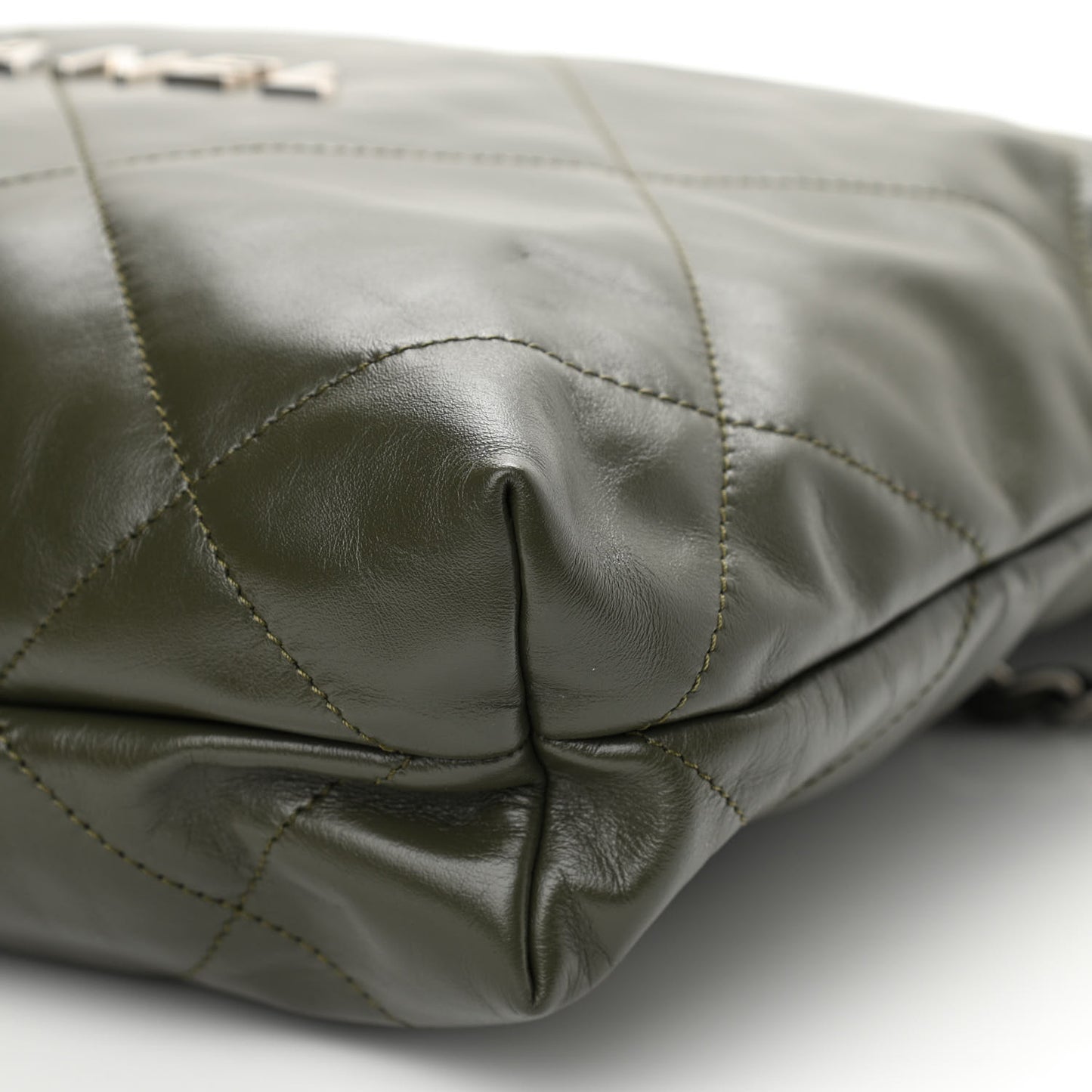 Shiny Calfskin Quilted Small Chanel 22 Khaki