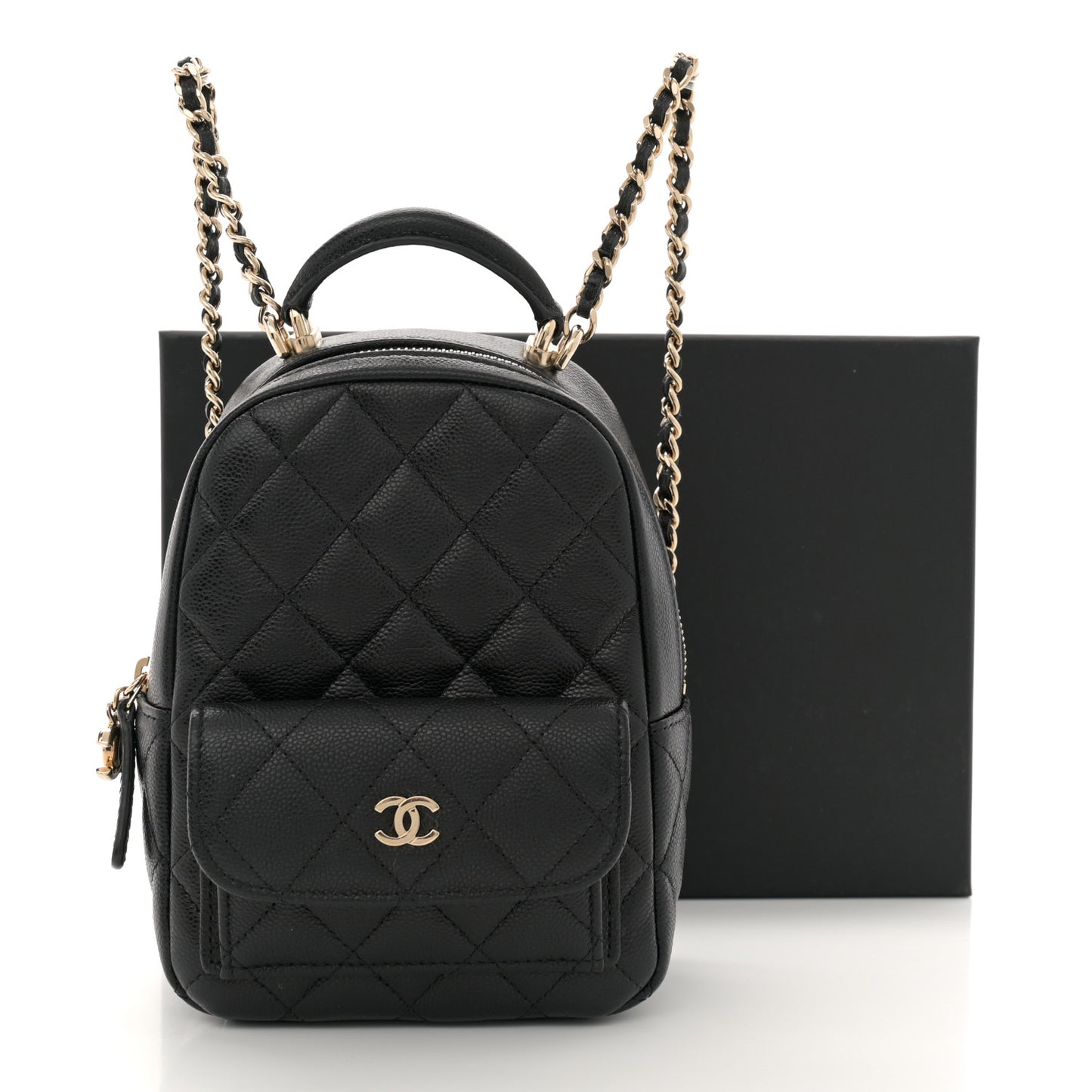 Caviar Quilted CC Mini Classic Backpack Black