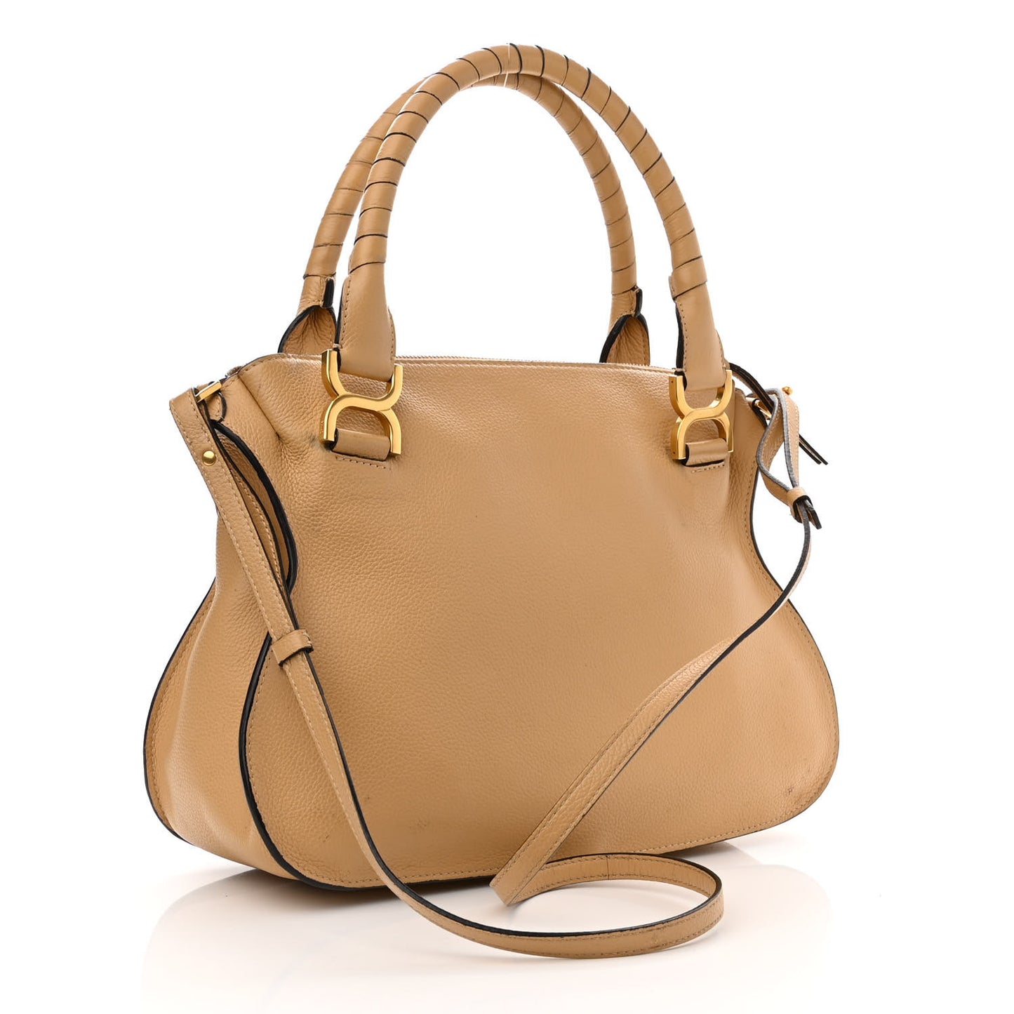 Calfskin Medium Marcie Satchel Sand Shell