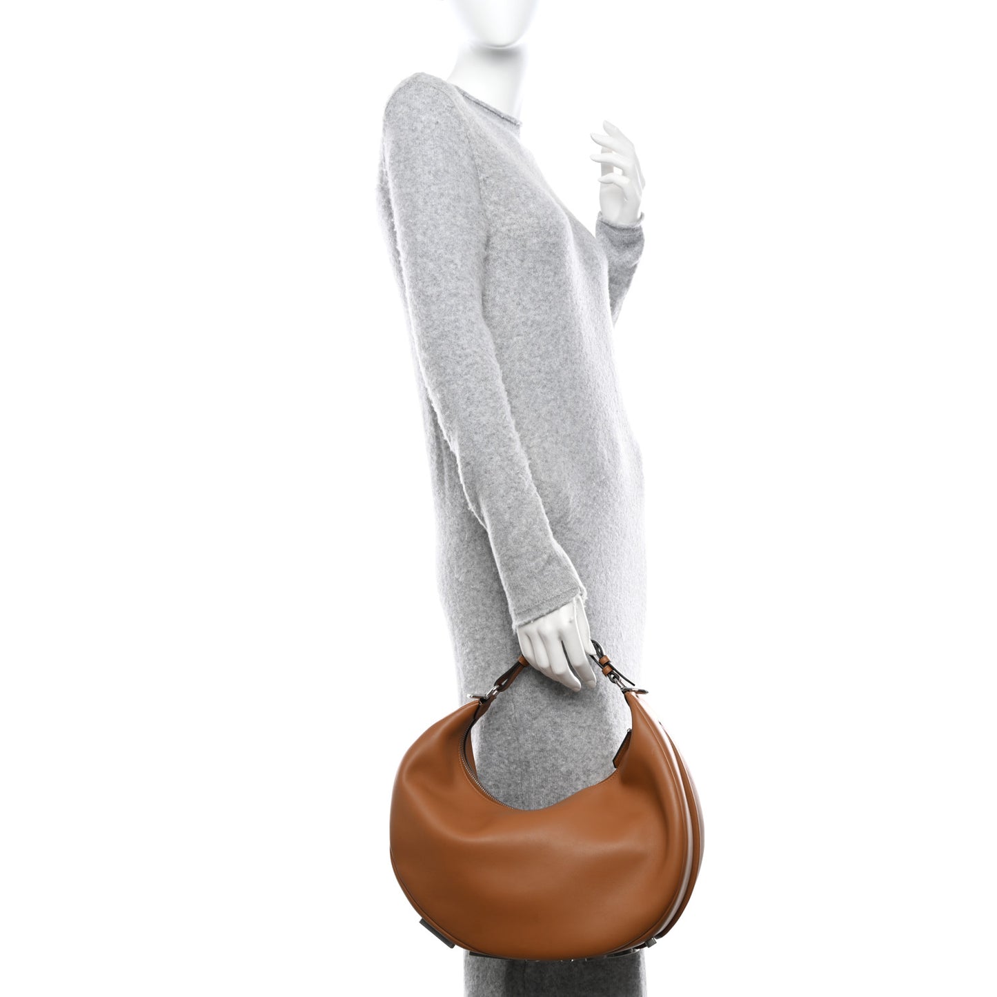 Vitello Grace Matte Medium Fendigraphy Hobo Bag Caramello