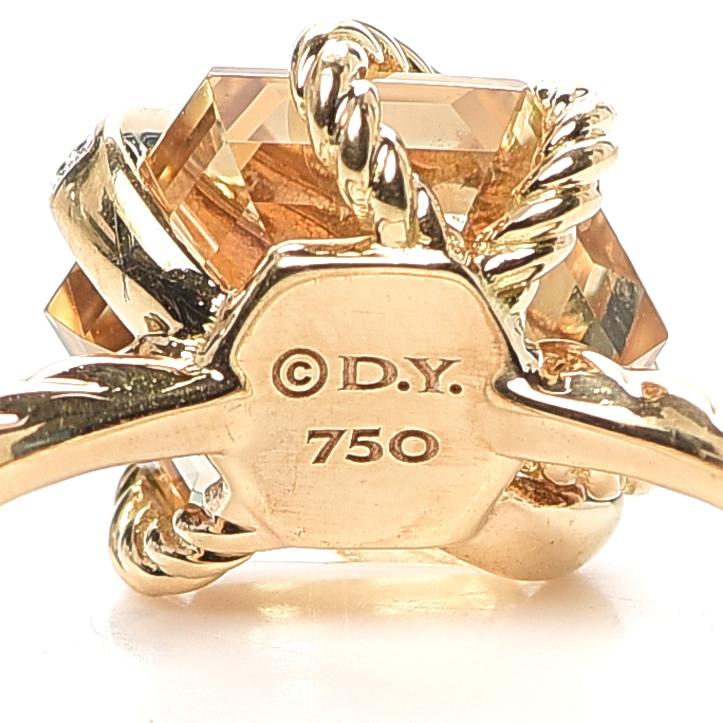 18K Yellow Gold Champagne Citrine Diamond 10mm Cable Wrap Ring 59 8.75