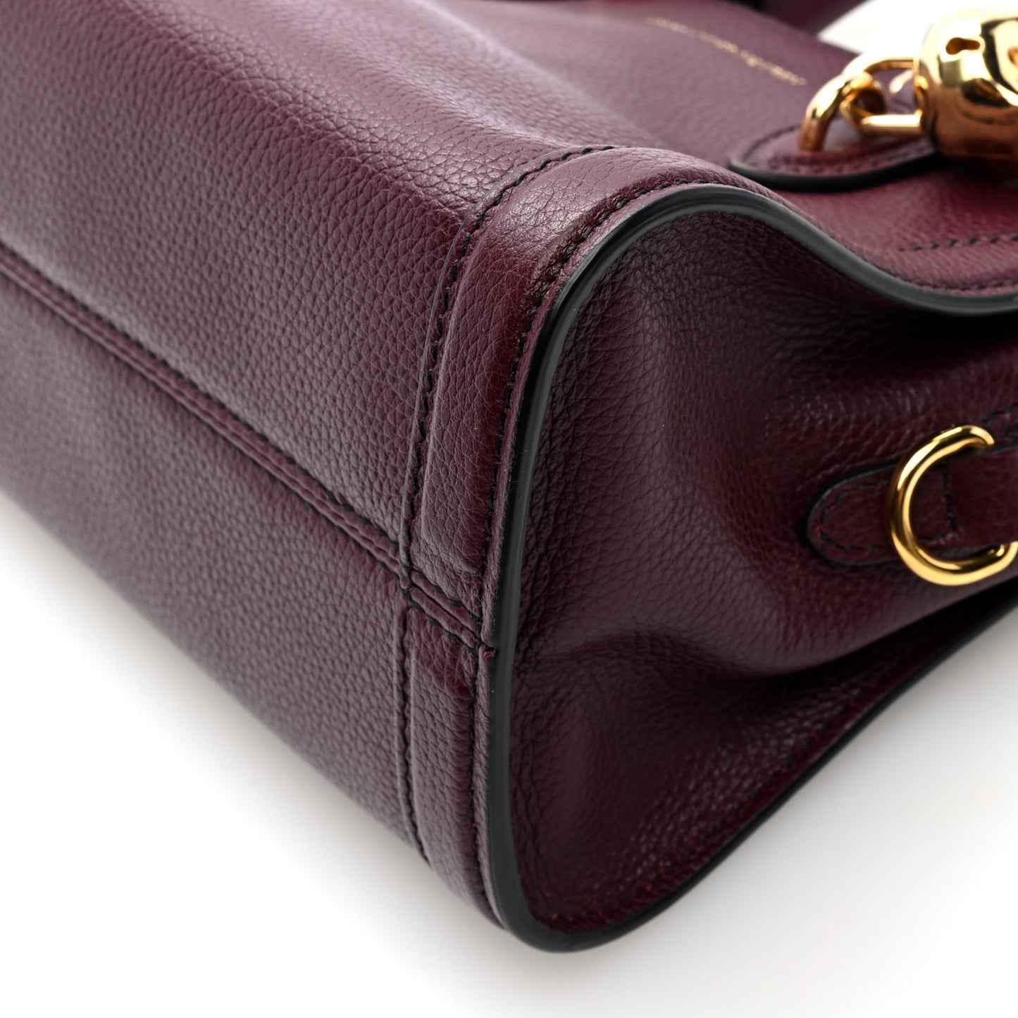 Pebbled Calfskin Mini Padlock Tote Bordeaux