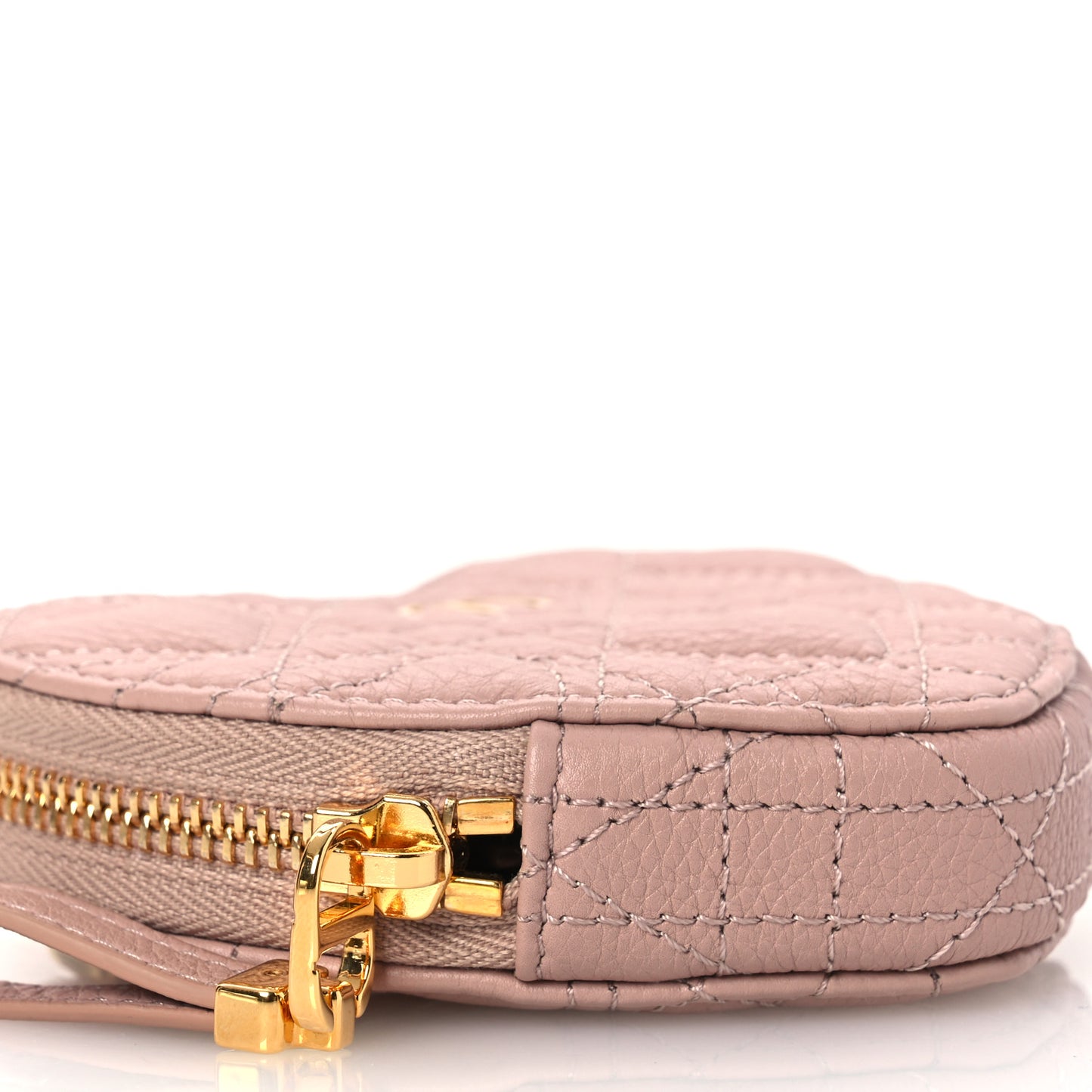 Calfskin Cannage Dioramour Caro Heart Pouch With Chain Rose Des Vents