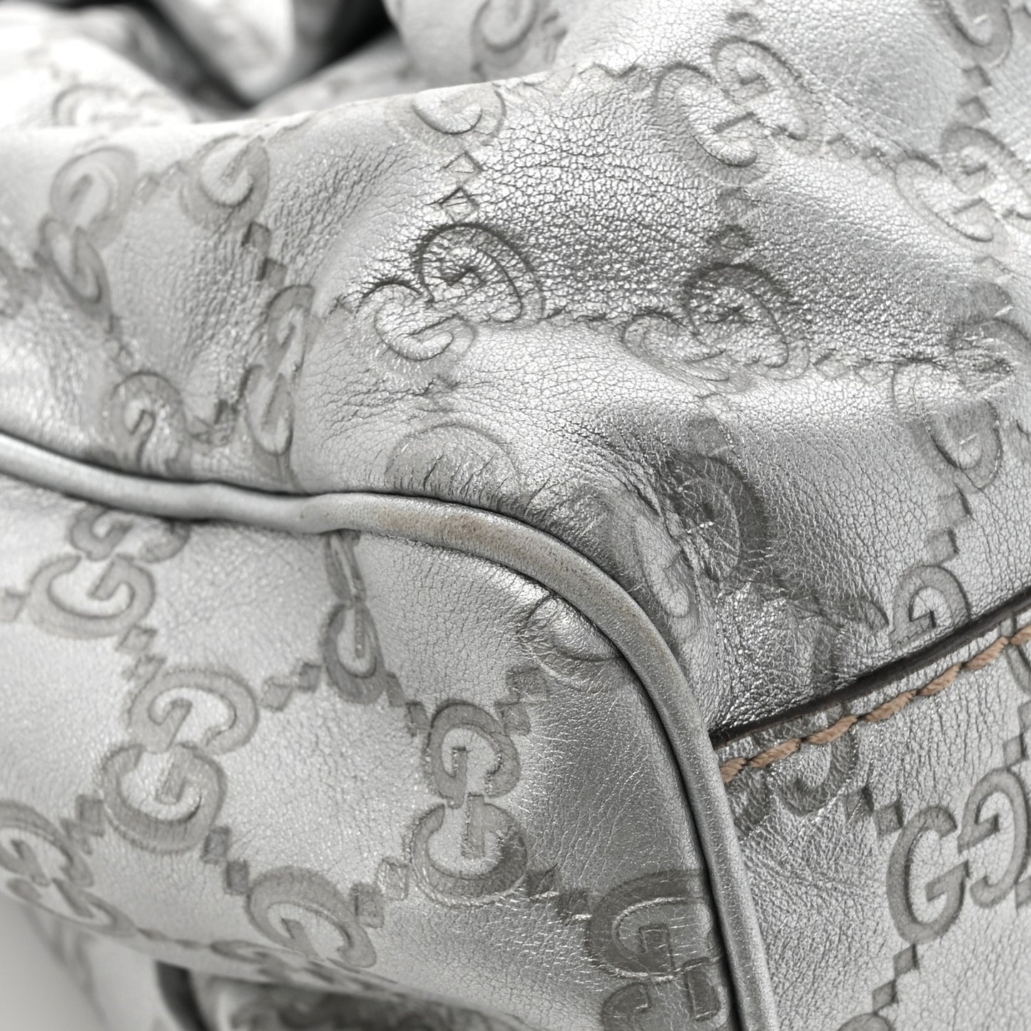 Metallic Guccissima Medium Sukey Tote Silver