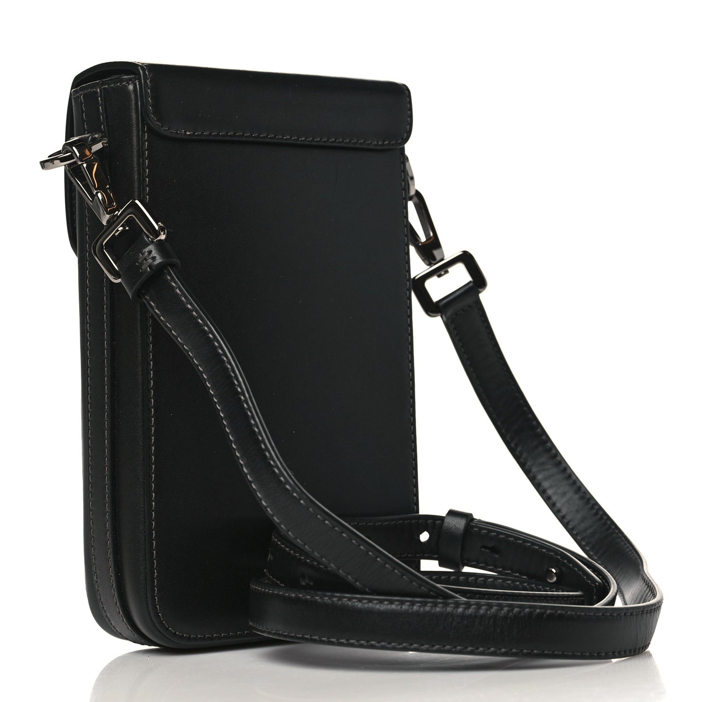 Smooth Calfskin Vertical Pouch Black