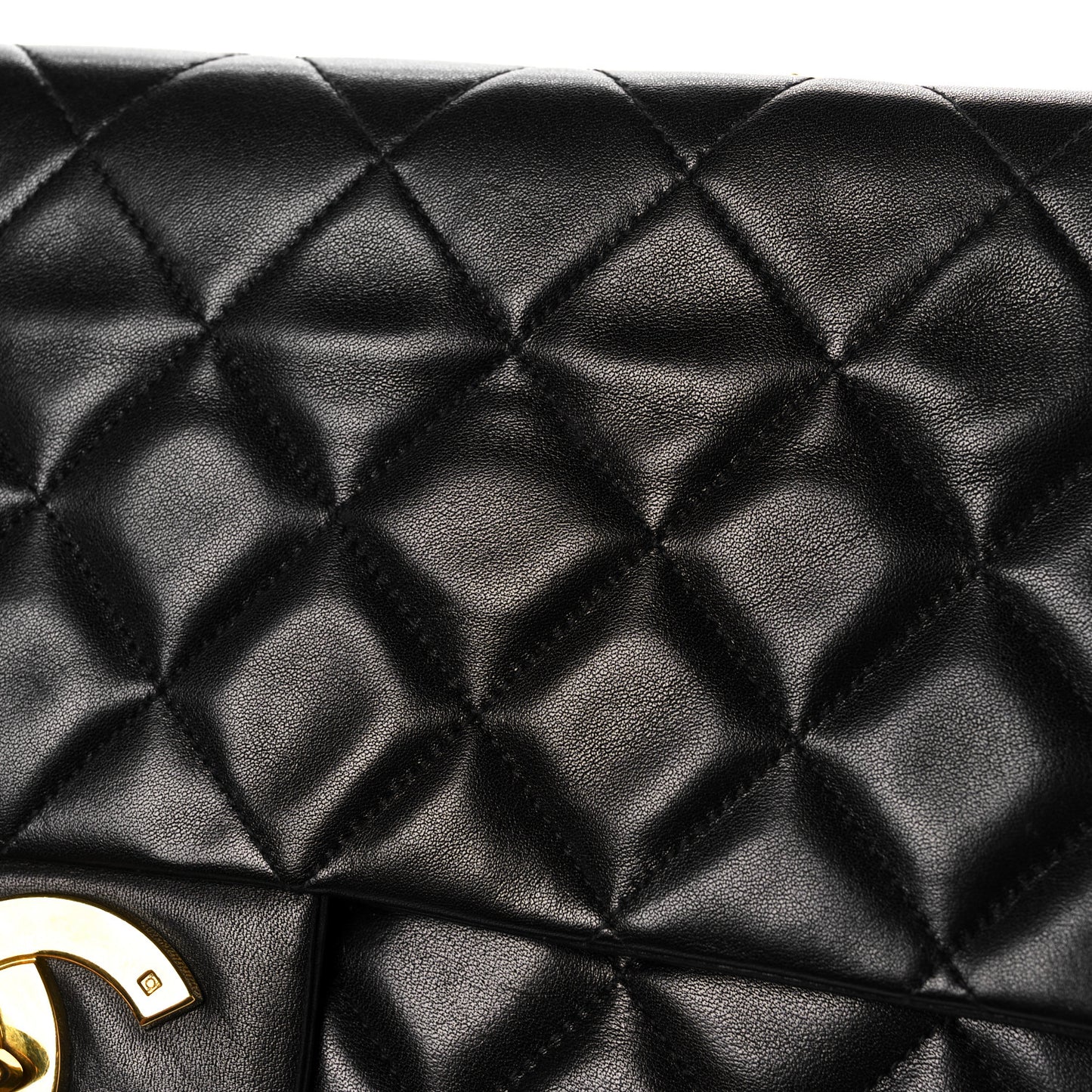 Lambskin Quilted XL Jumbo Single Flap Black