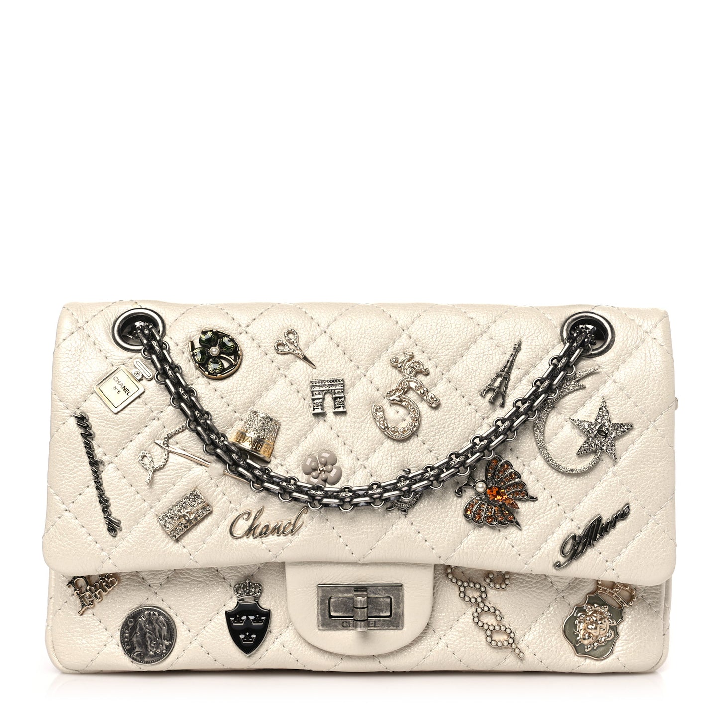 Aged Calfskin Lucky Charms 2.55 Reissue 225 Flap Ivory