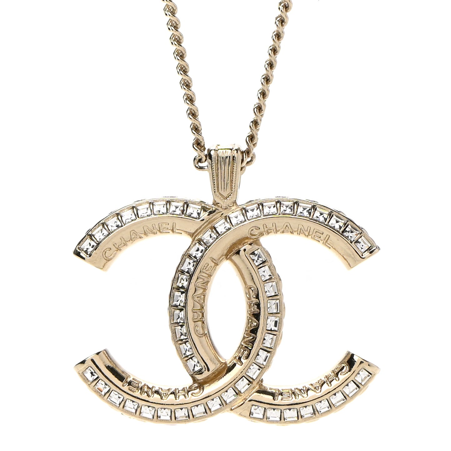 Crystal CC Pendant Necklace Gold