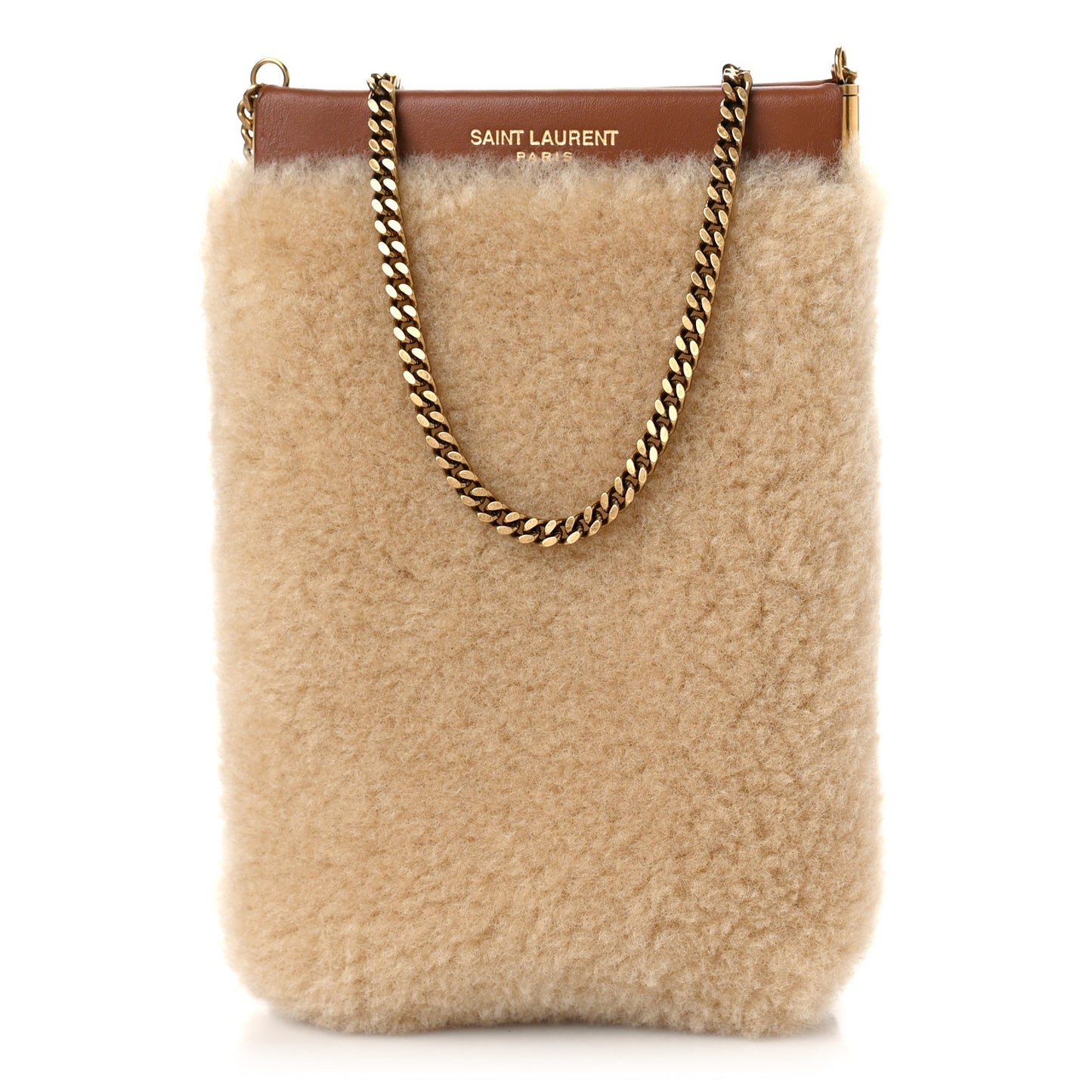 Shearling Mini Pac Pac Pouch On Chain Natural