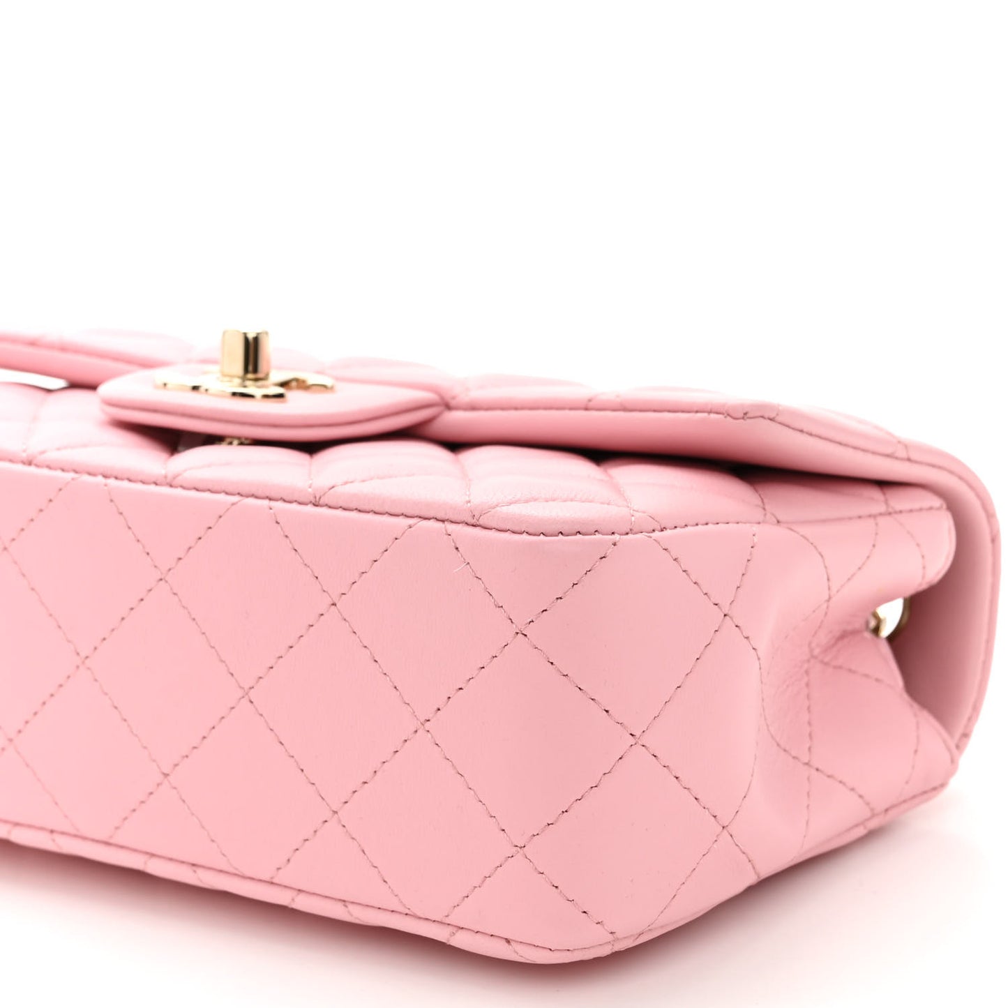 Lambskin Quilted Mini Rectangular Flap Pink