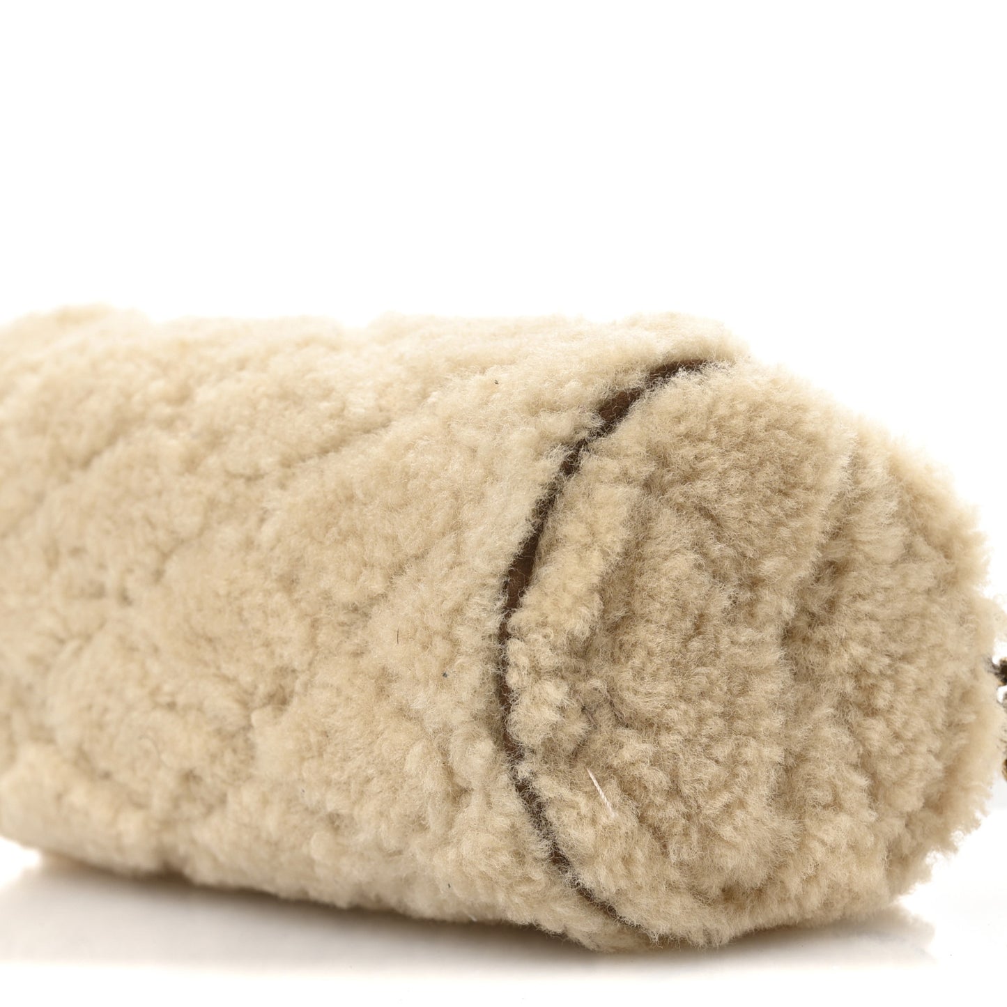 Shearling Monogram Mini Sade Tube Bag Natural