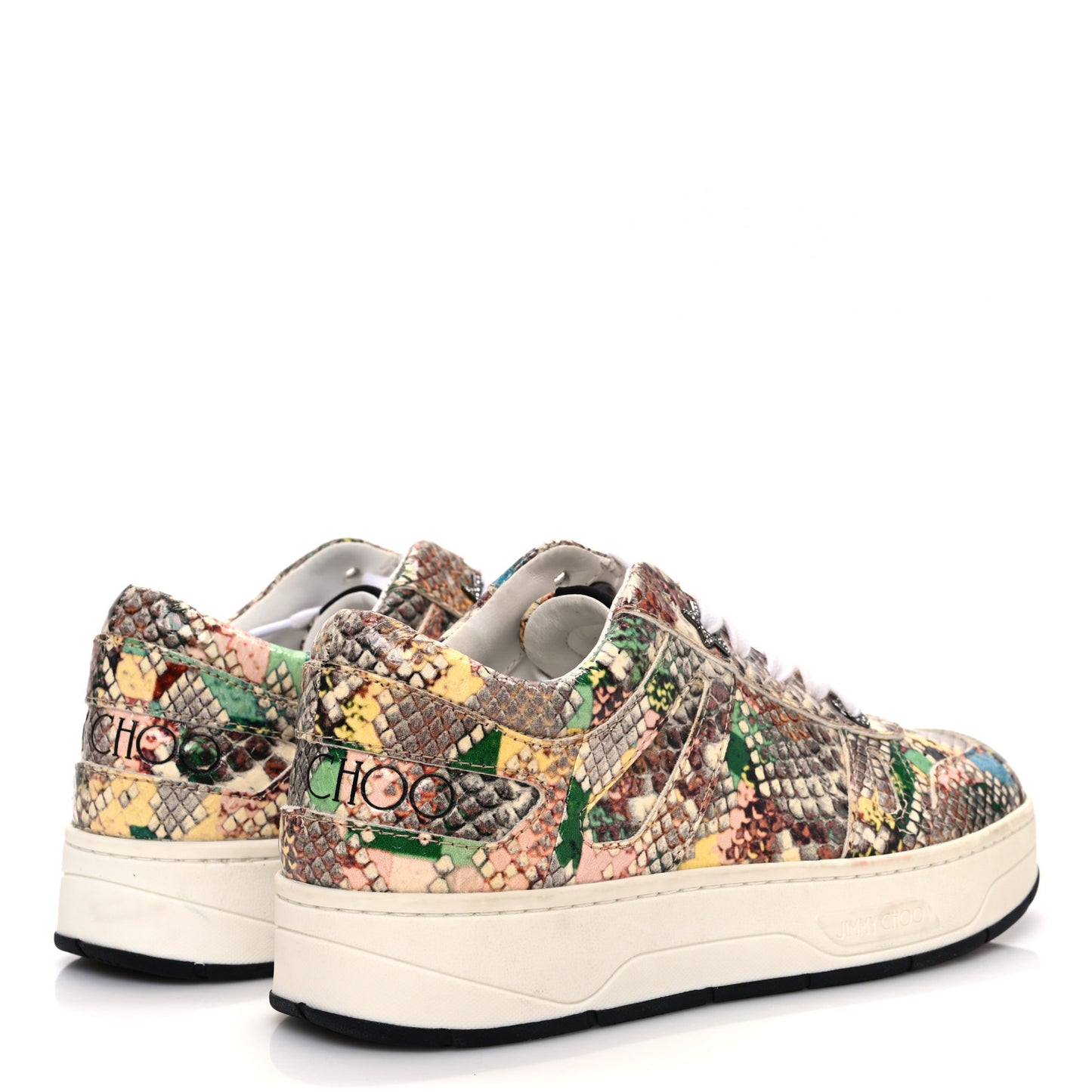 Calfskin Snakeskin Embossed Flatform Sneakers 36 Multicolor