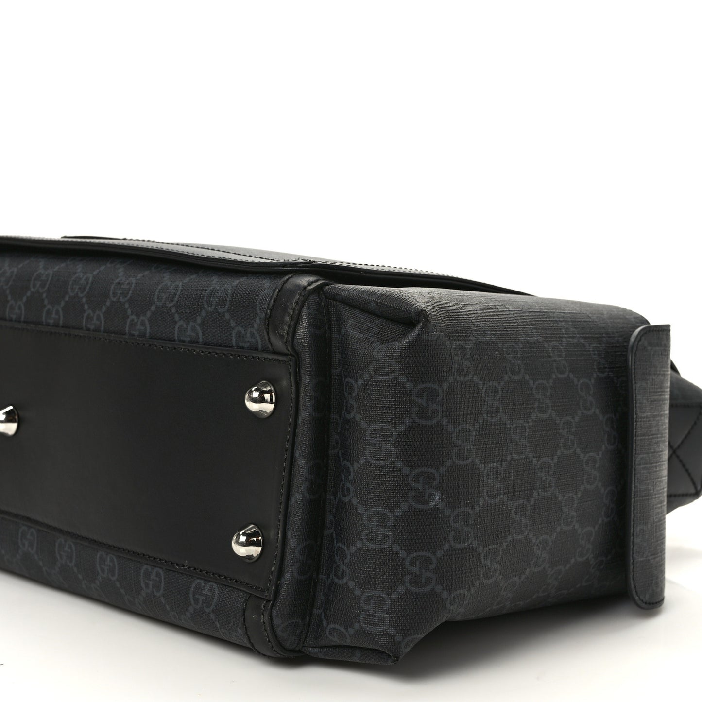 GG Supreme Monogram Web Messenger Diaper Bag Black Grey