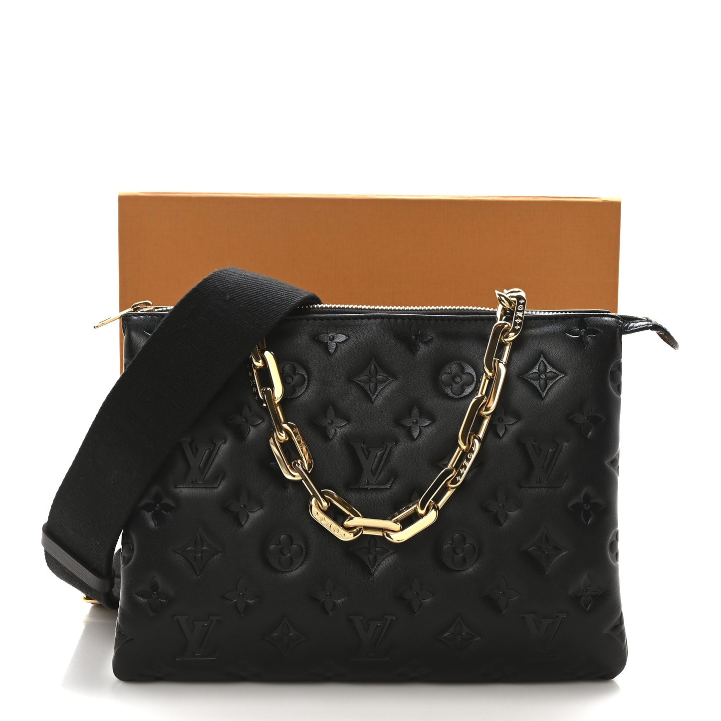 Lambskin Embossed Monogram Coussin PM Black