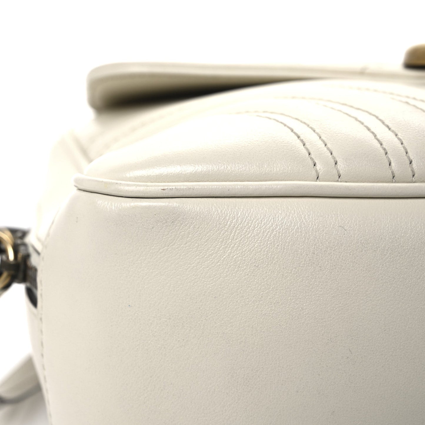 Calfskin Matelasse Sylvie Web Small GG Marmont Top Handle Shoulder Bag White