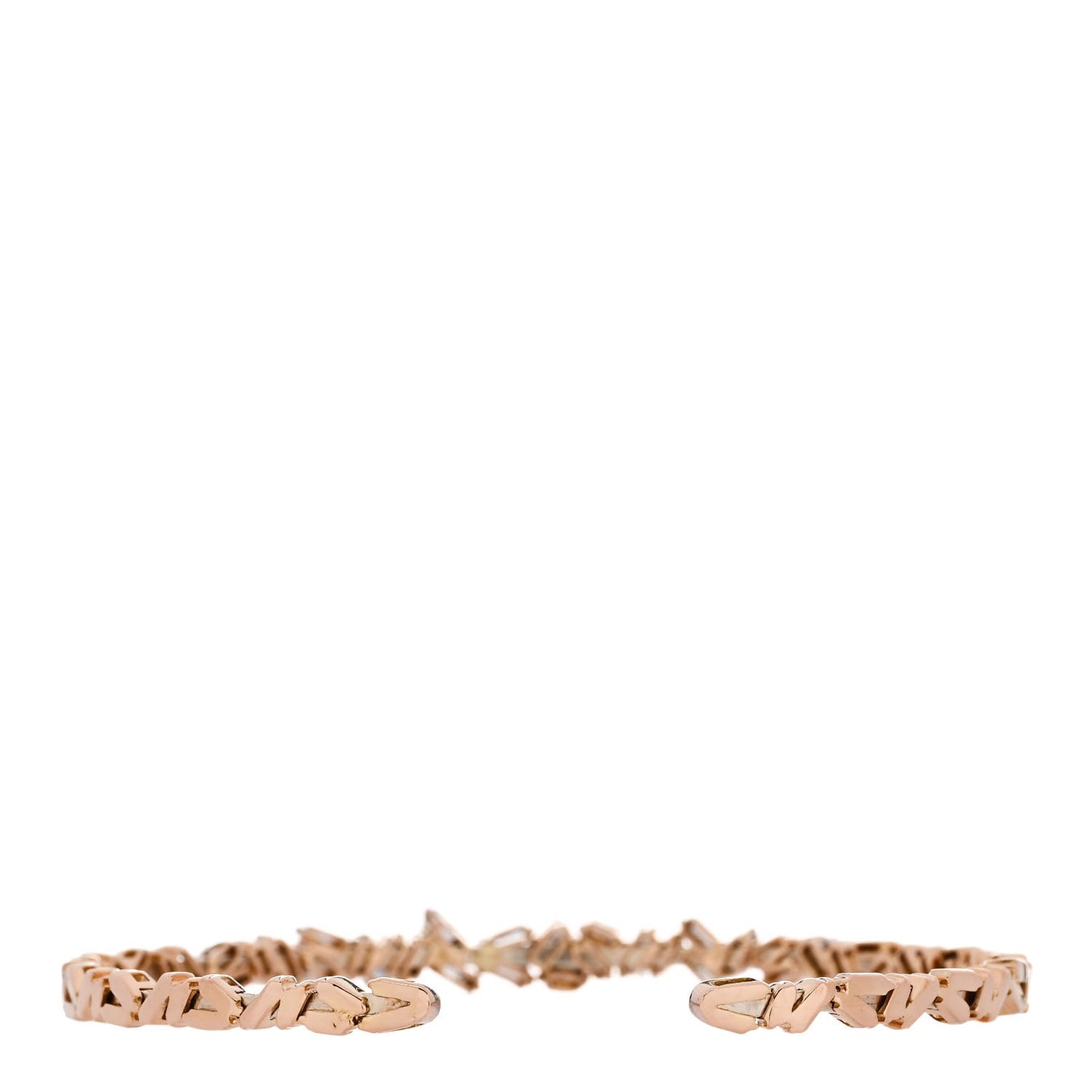 18K Rose Gold Diamond Fireworks Classic Baguette Bangle Bracelet