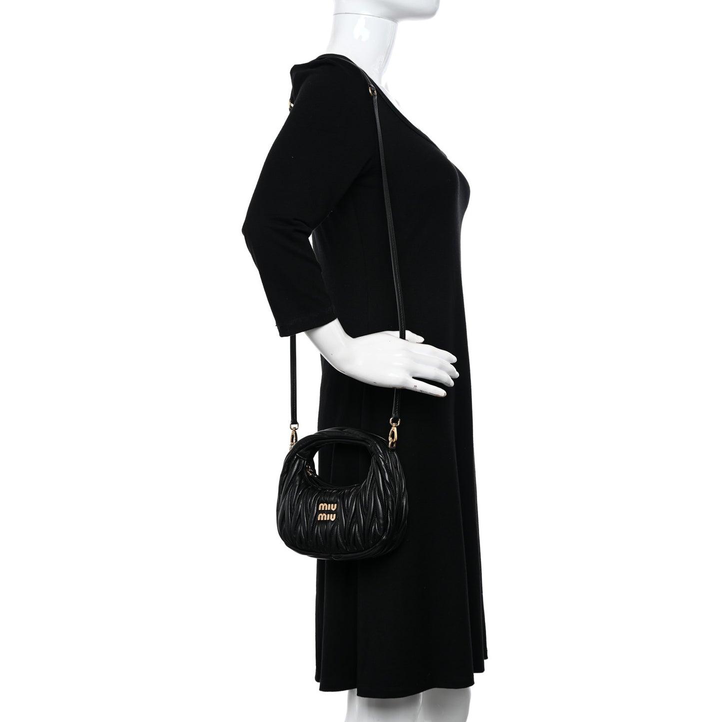 Nappa Matelasse Mini Wander Hobo Black