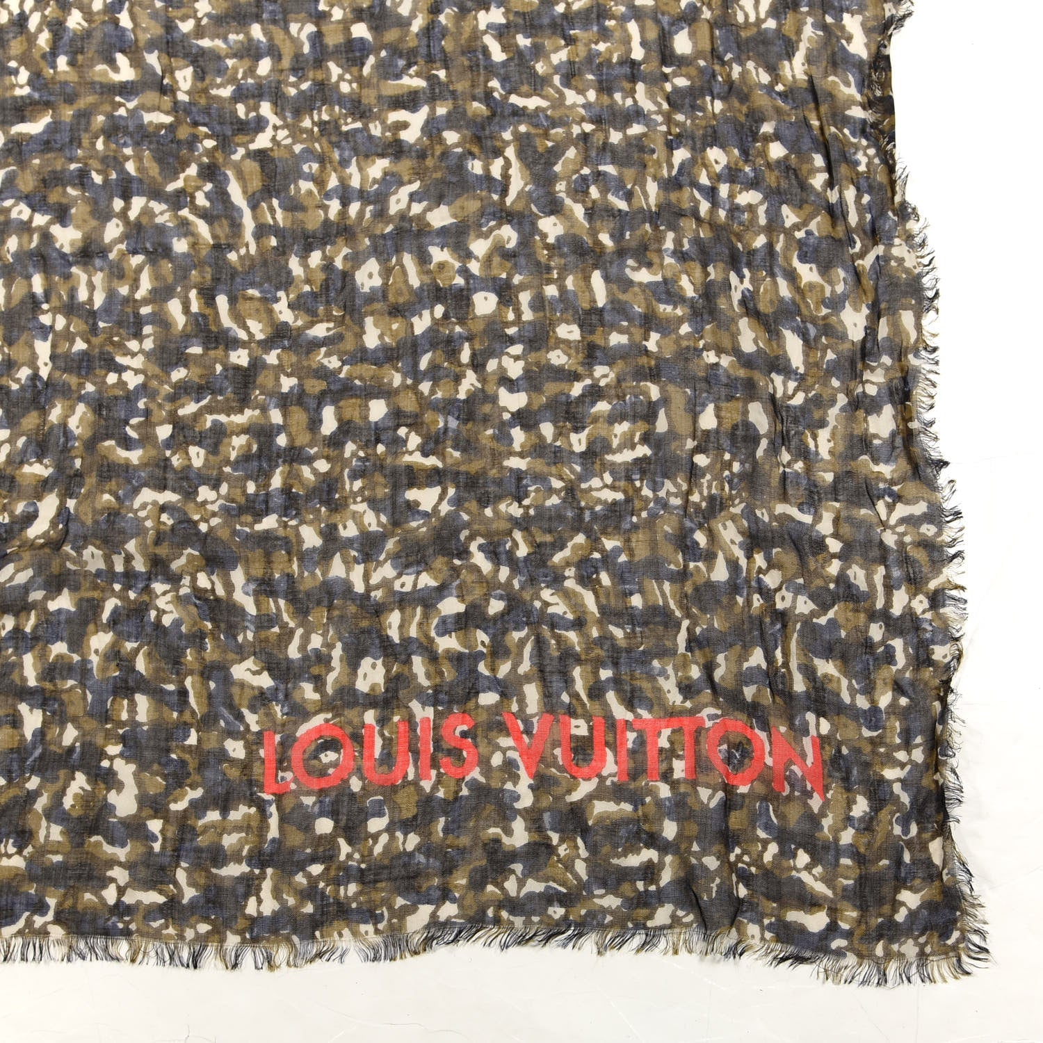 Louis Vuitton Cashmere Silk Leopard Stole Green 3 of 3