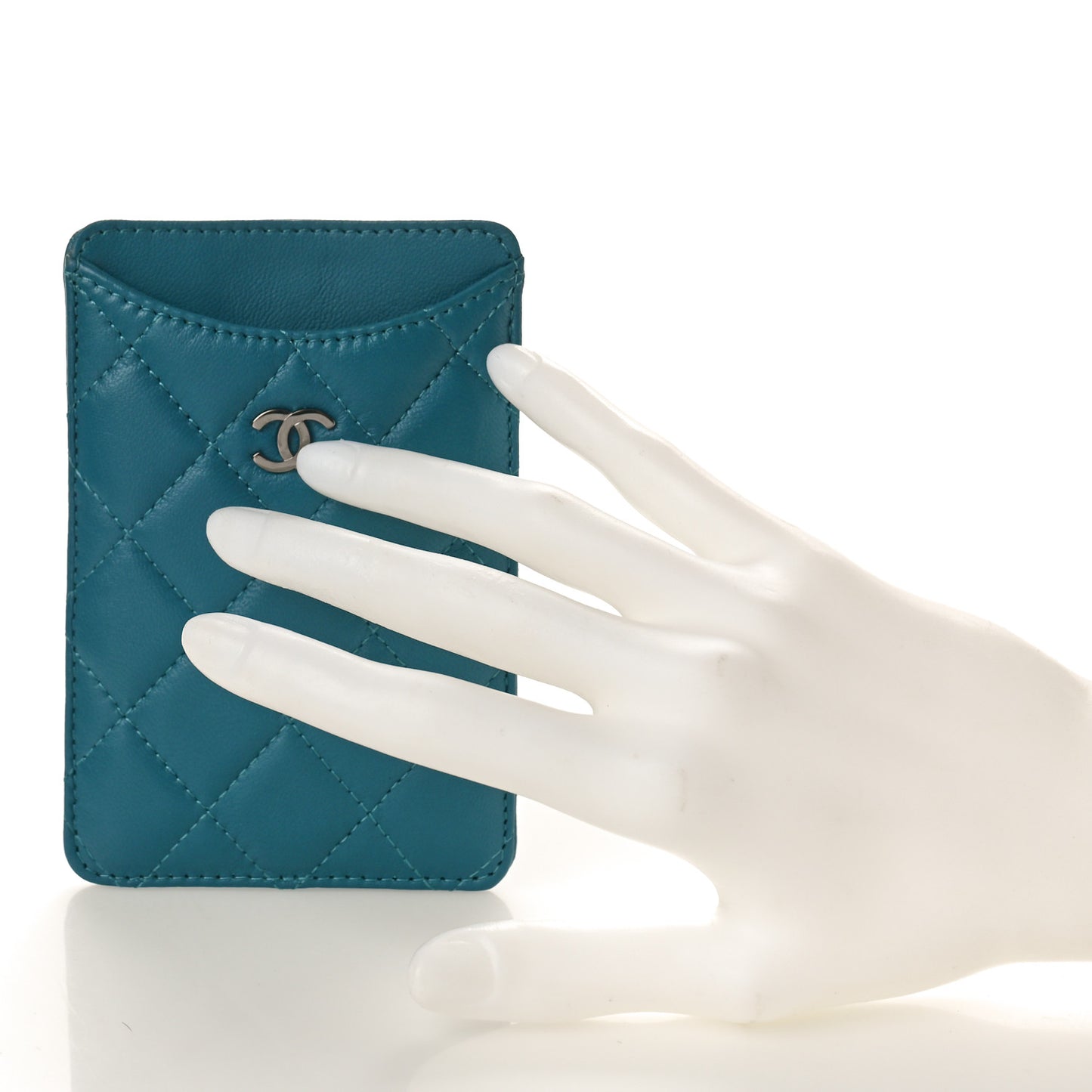 Caviar Quilted Phone Holder Turquoise