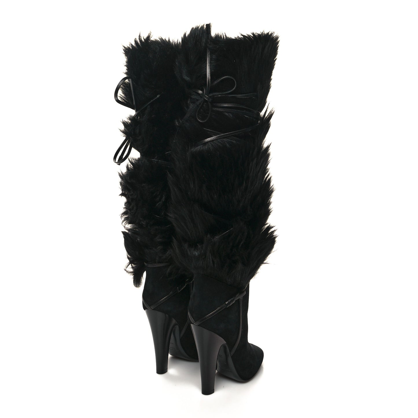 Suede Faux Fur Jokull 105 Over The Knee Boots 38 Black