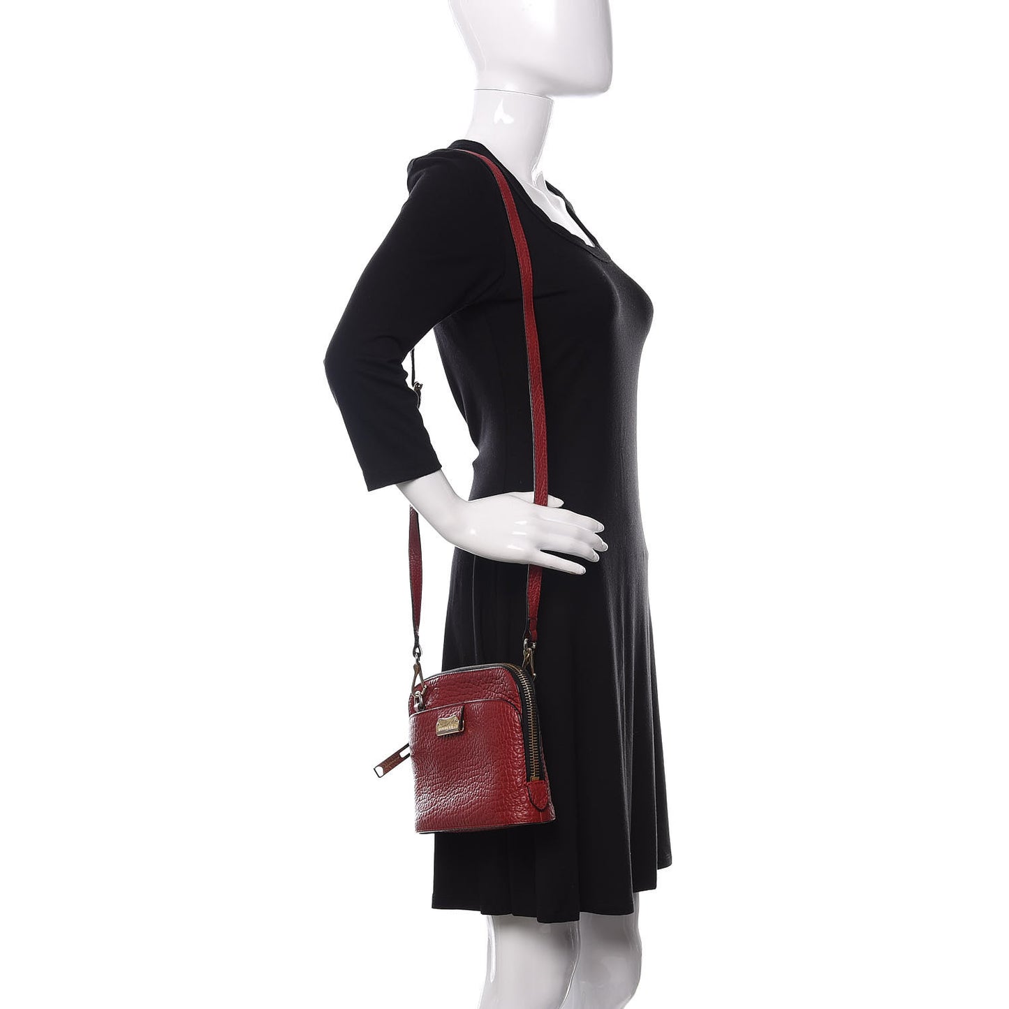 Signature Grain Small Crossbody Red