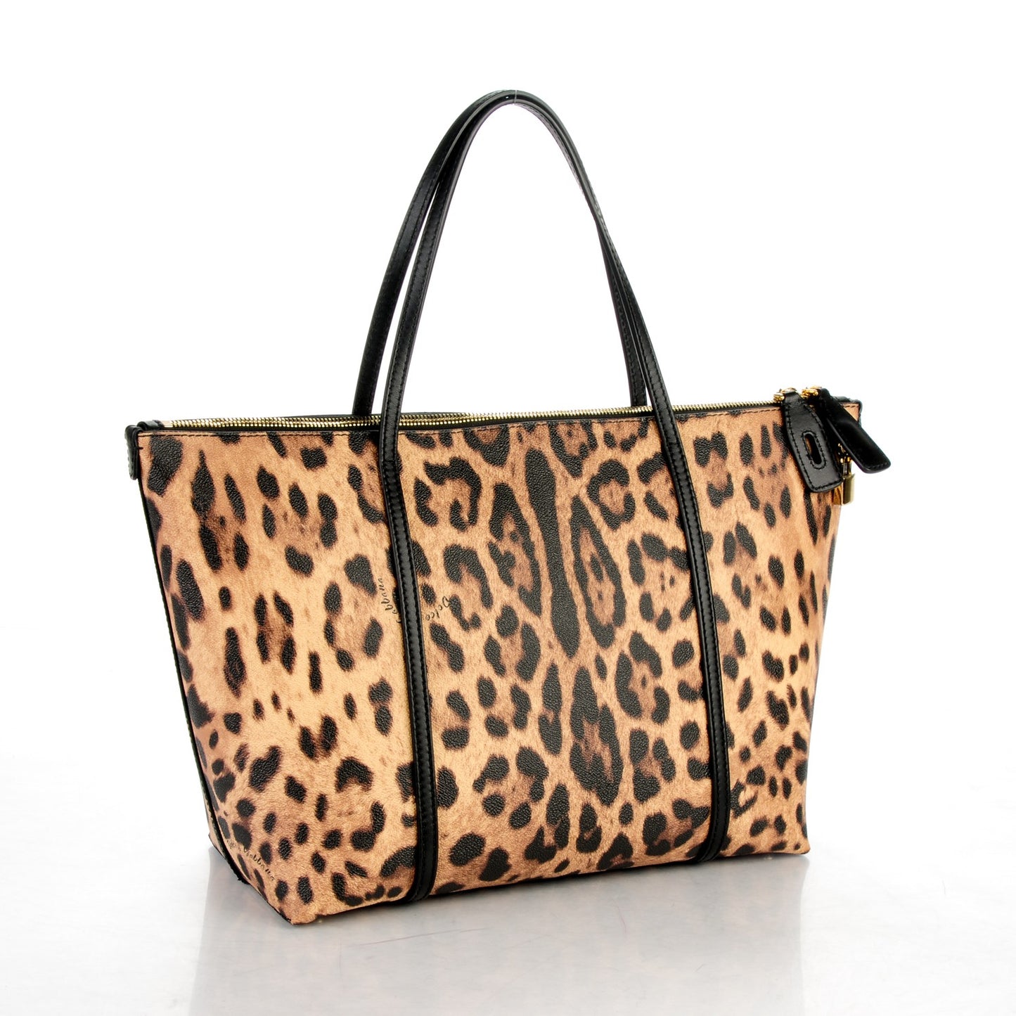 Textured Calfskin Leopard Print Miss Escape Tote