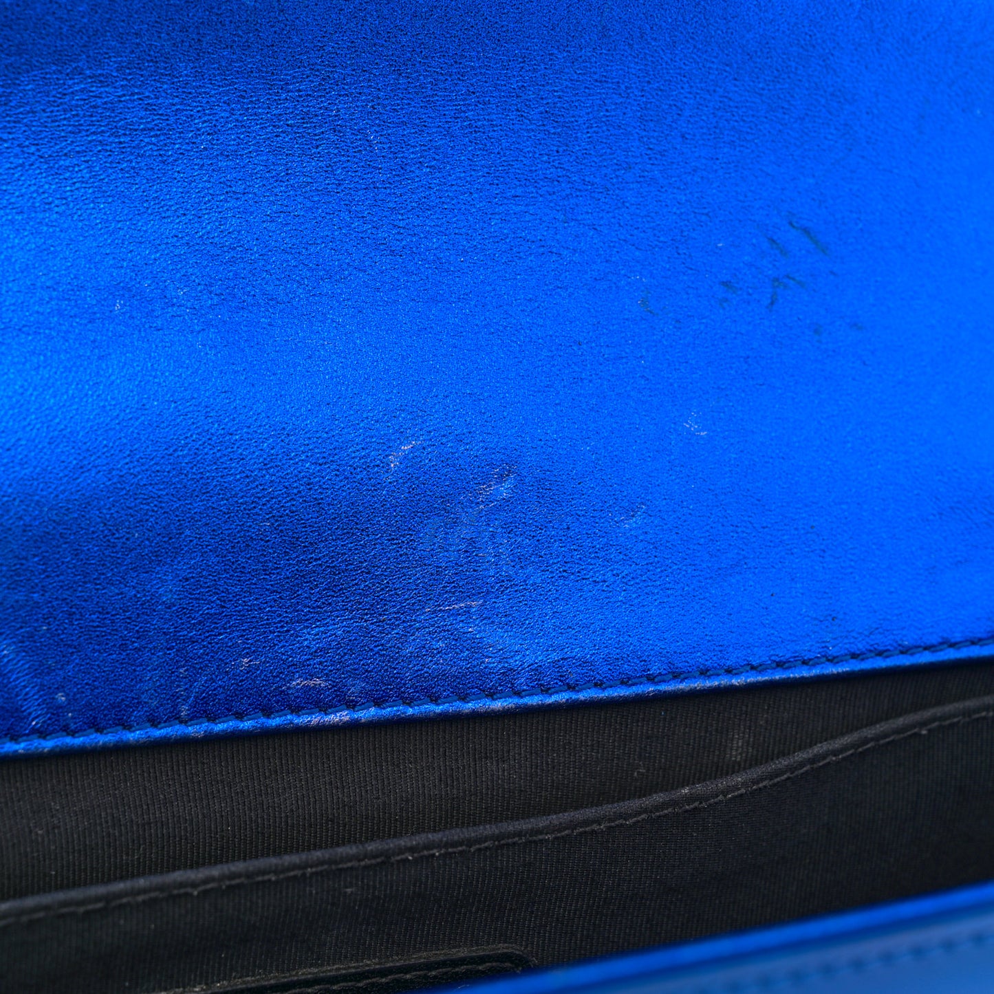 Metallic Patent Quilted Medium Boy Flap Blue