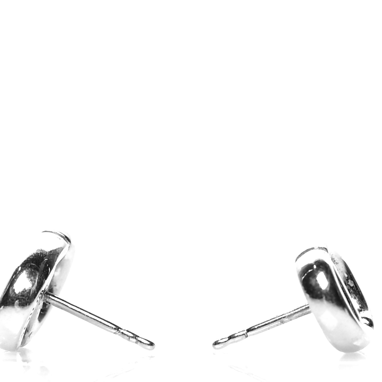 Metal Petit CD Stud Earrings Silver