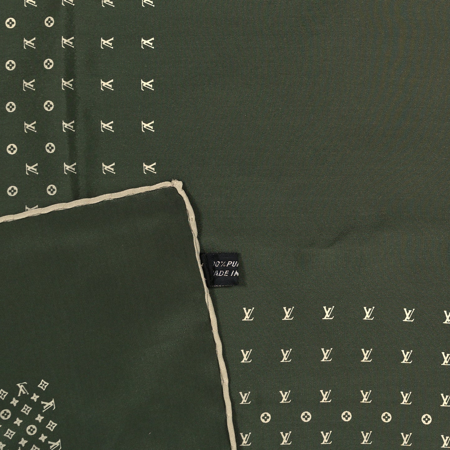Silk Monogram Scarf Kaki
