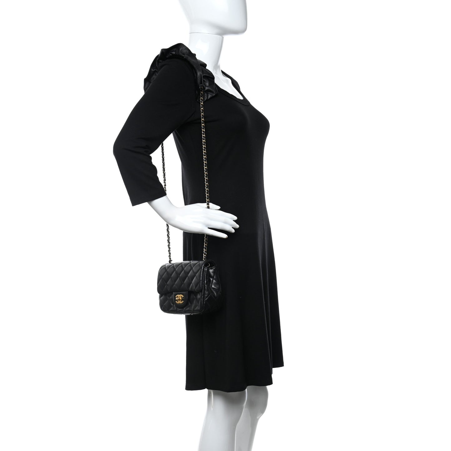 Lambskin Quilted Mini Romance Square Flap Black