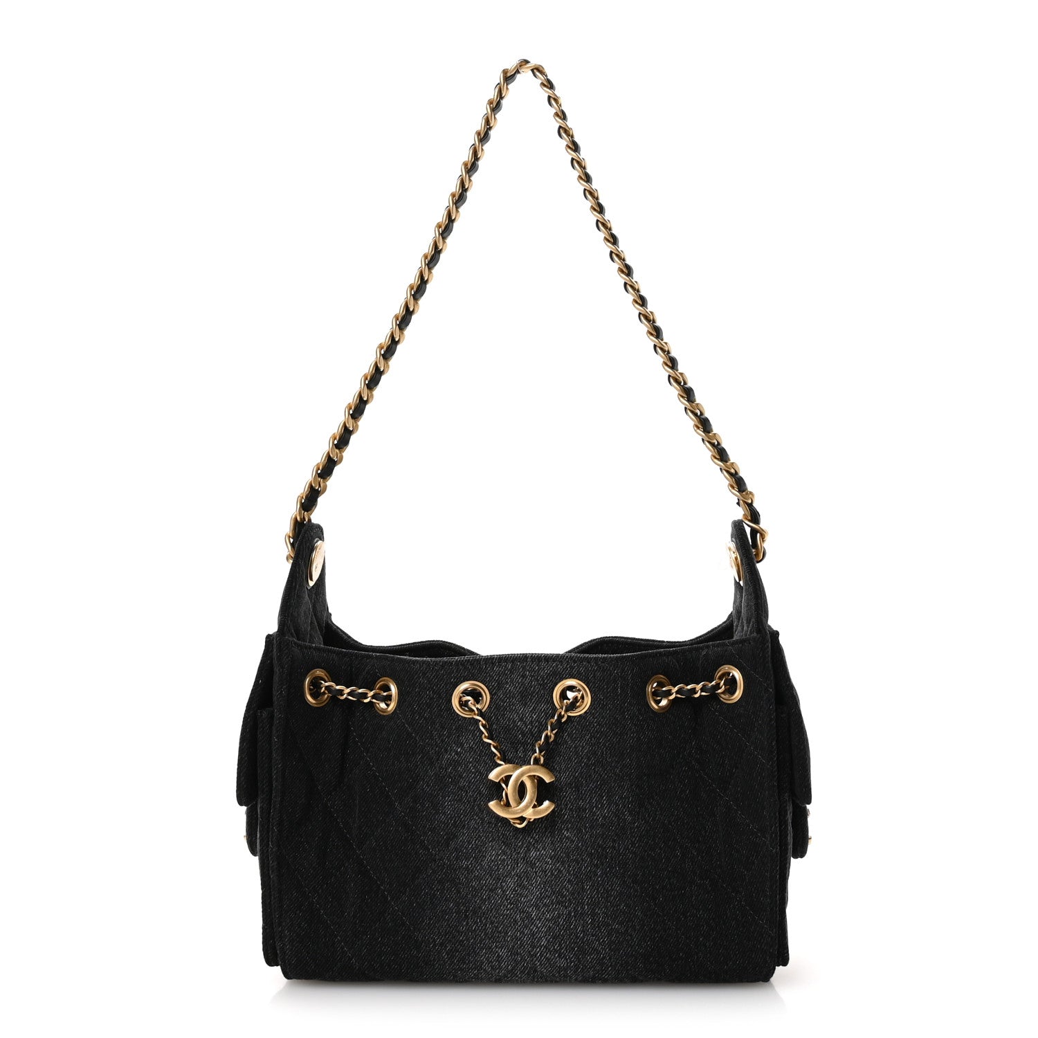 Chanel Washed Denim Quilted Mini Chanel 25 Handbag Black 1817456