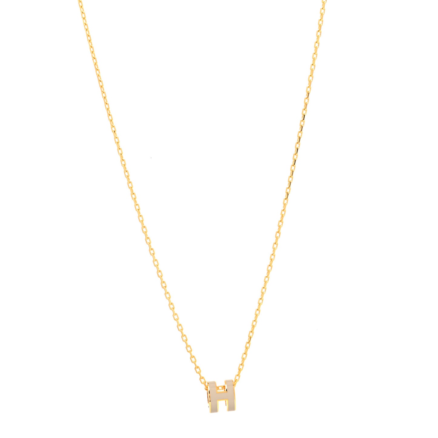 Lacquered Gold Mini Pop H Pendant Necklace Beige De Weimar