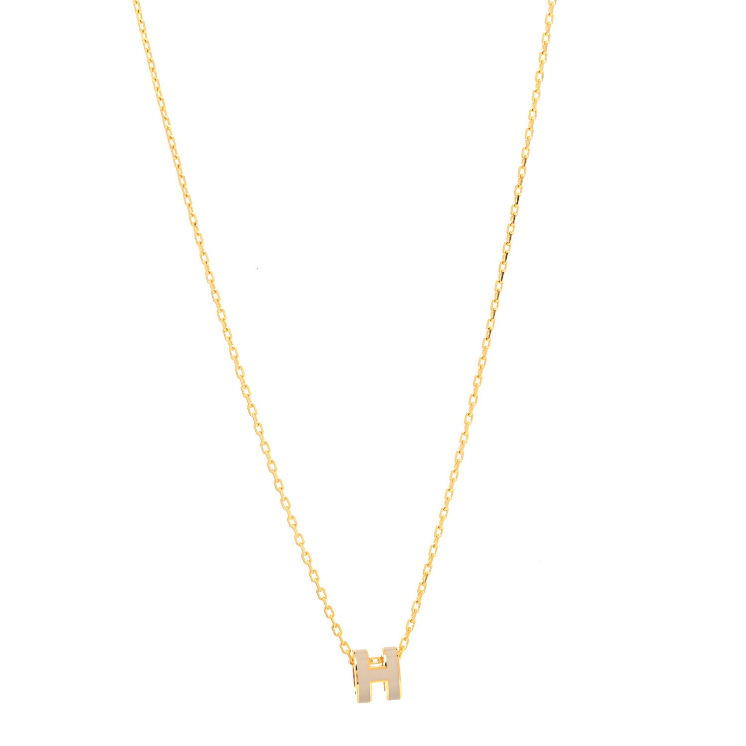 Hermes Lacquered Gold Mini Pop H Pendant Necklace Beige De Weimar 1 of 5