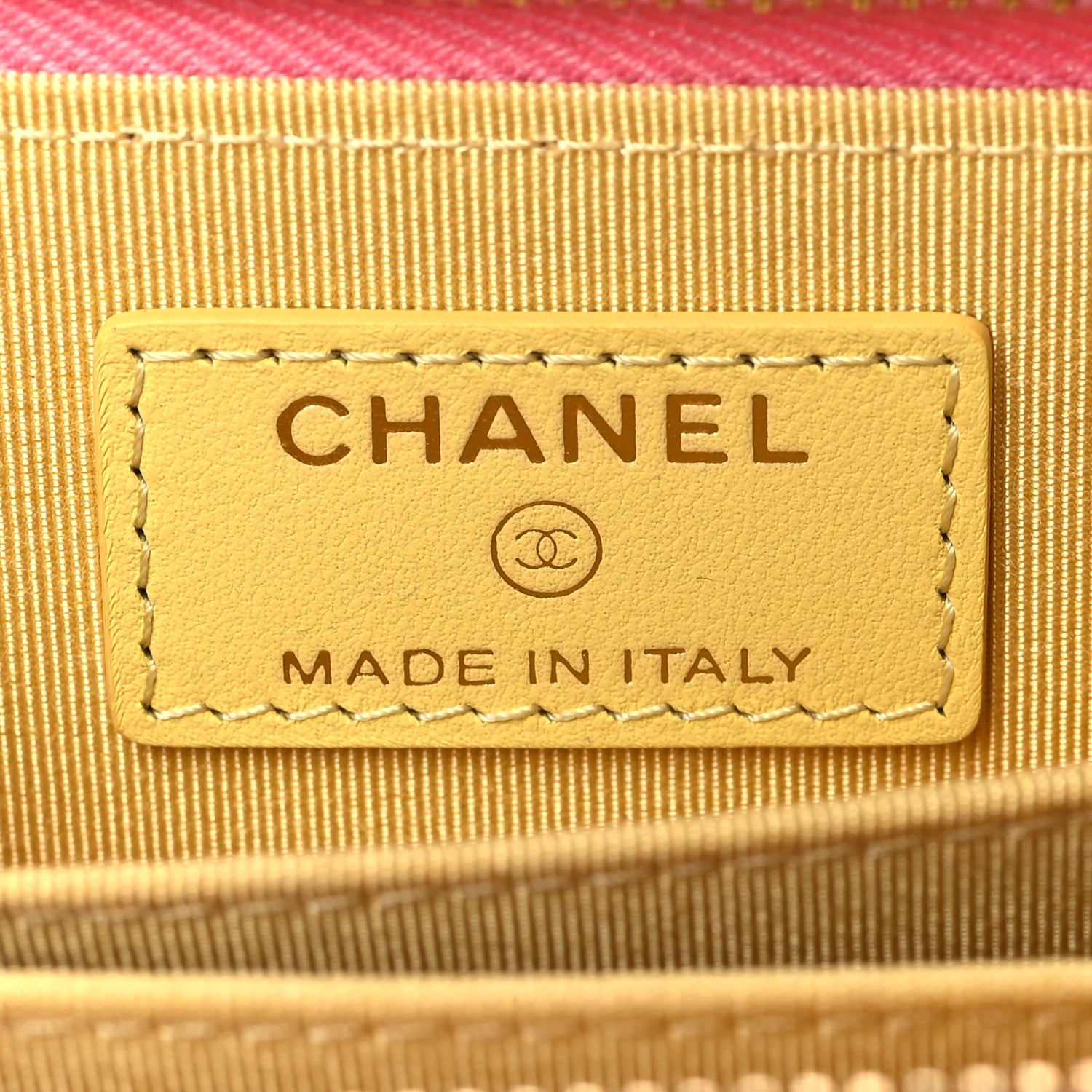 Chanel Lambskin Quilted Zip Around Coin Purse Wallet Pink Yellow 6 of 9