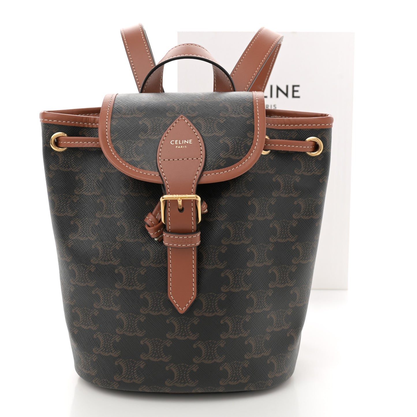 Triomphe Canvas Calfskin Mini Folco Backpack Tan
