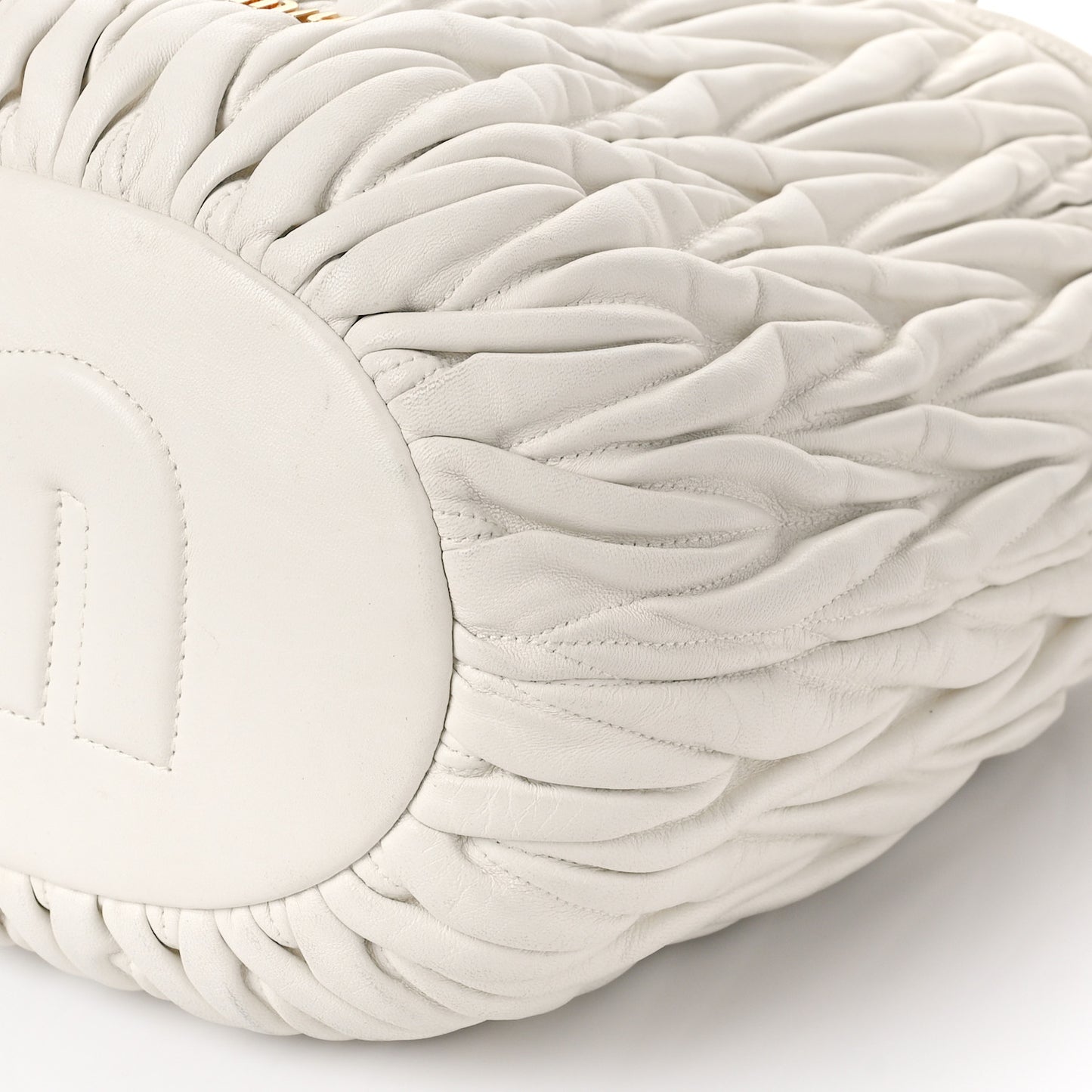 Nappa Matelasse Small Bucket Bag White