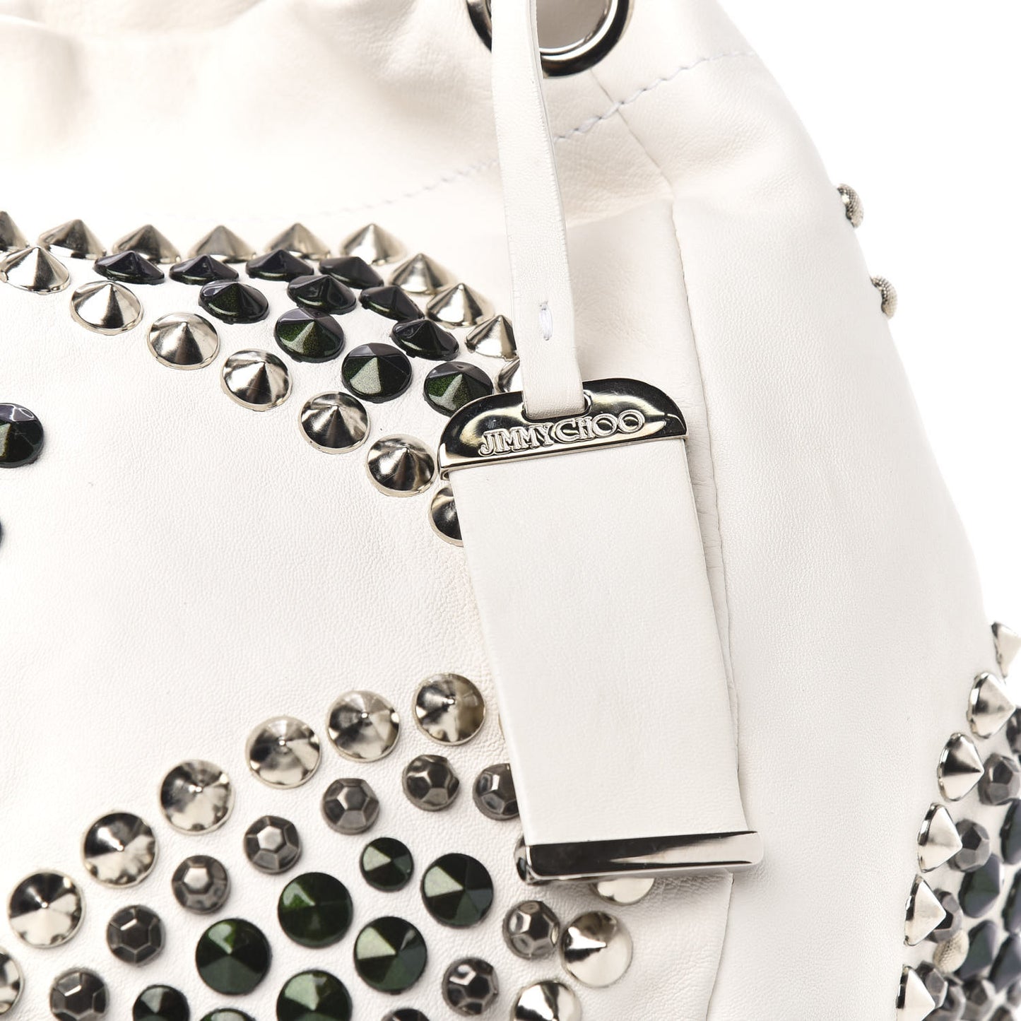 Calfskin Studded Lola Tote White