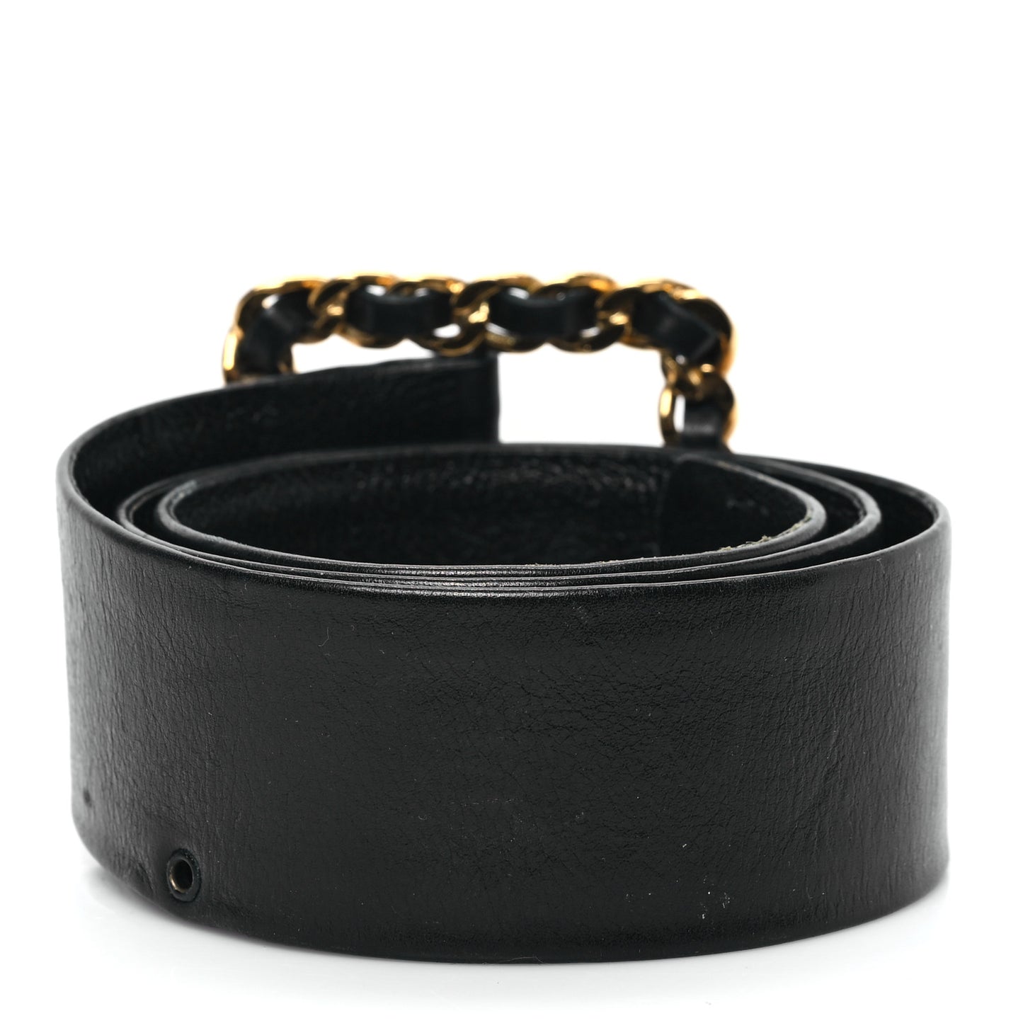 Lambskin Chain Square Buckle Belt 75 30 Black