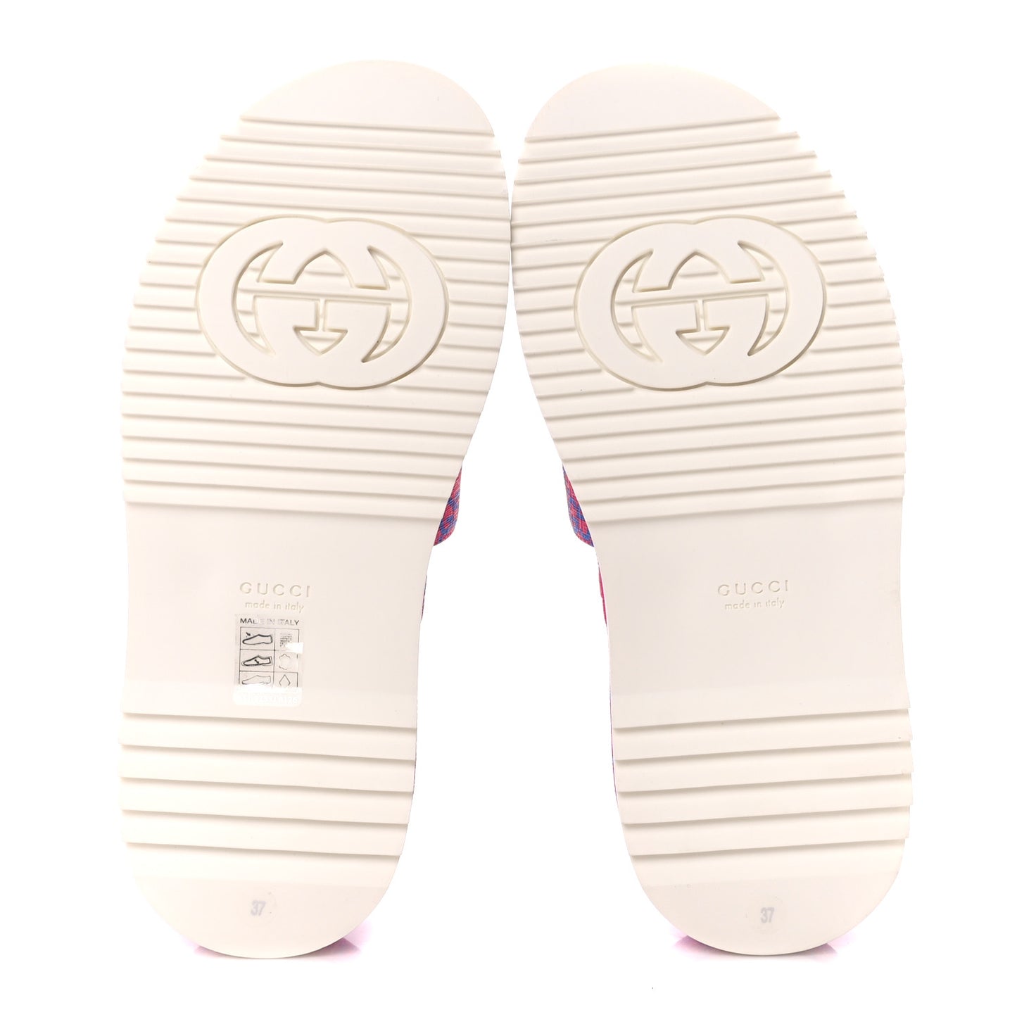 GG Supreme Joy Monogram Angelina Platform Slide Sandals 37 Fuxia Blue