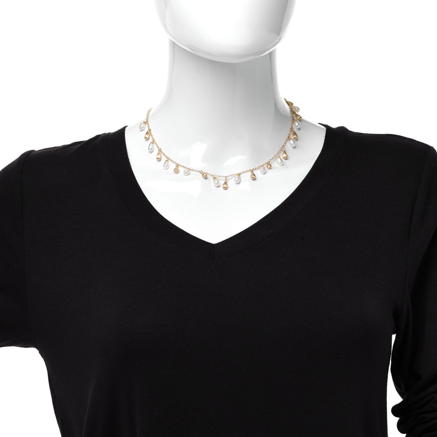 18K Yellow Gold Pearl Teardrop Necklace