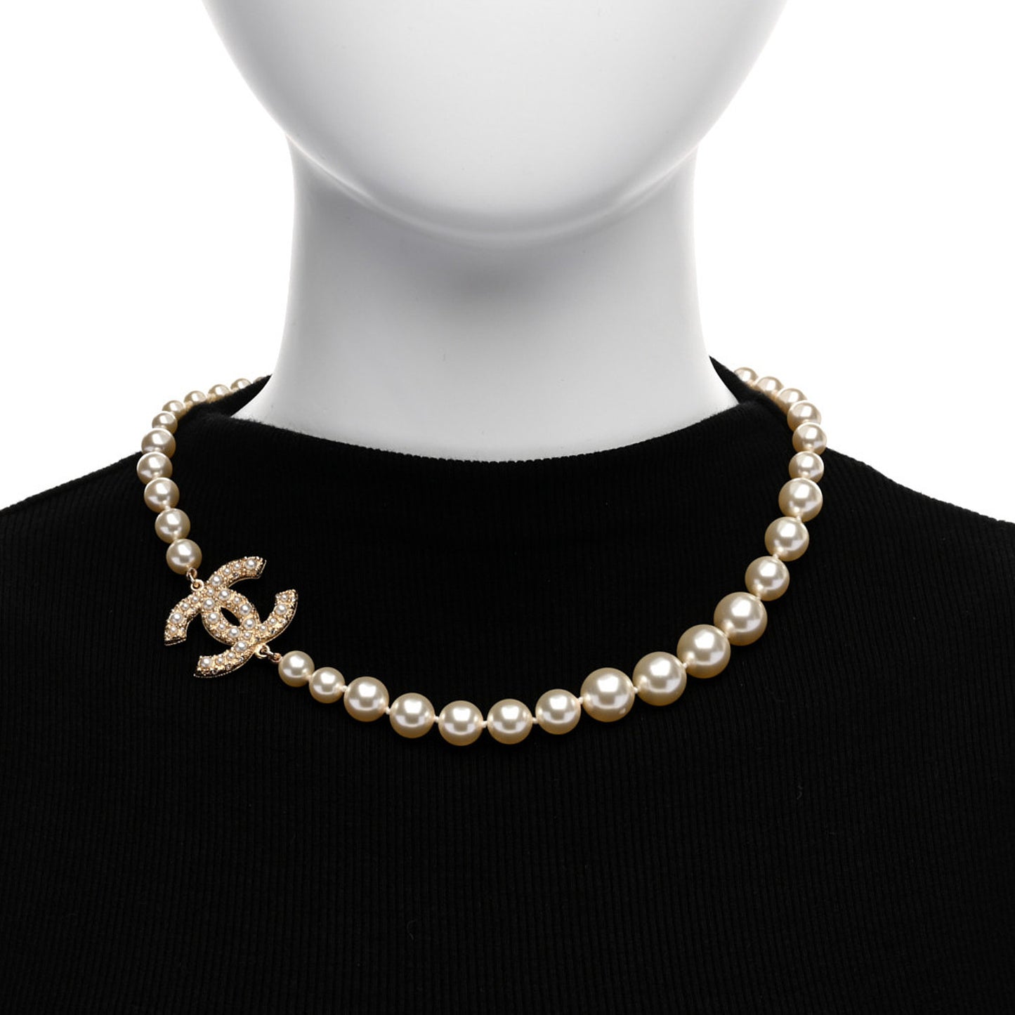Pearl CC 100th Anniversary Necklace Light Gold