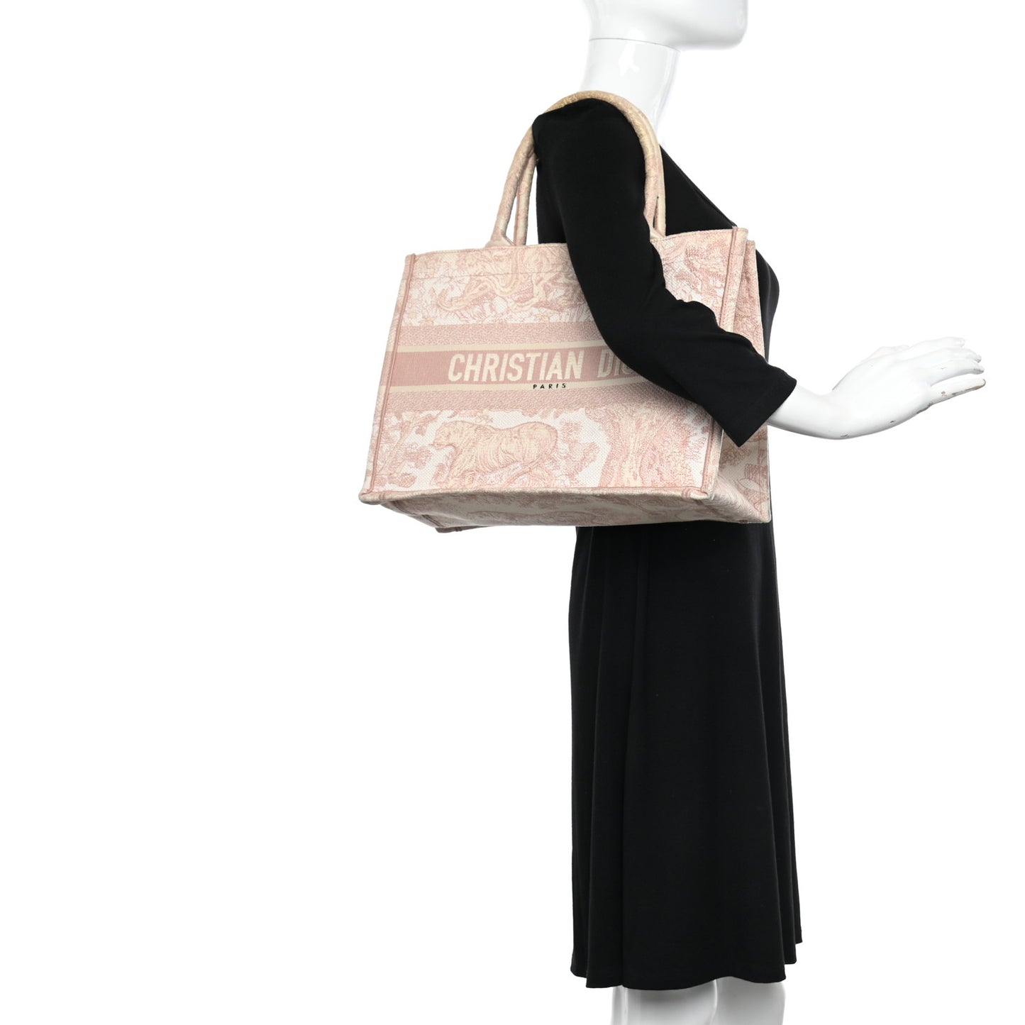 Canvas Embroidered Medium Dioriviera Toile De Jouy Book Tote Rose