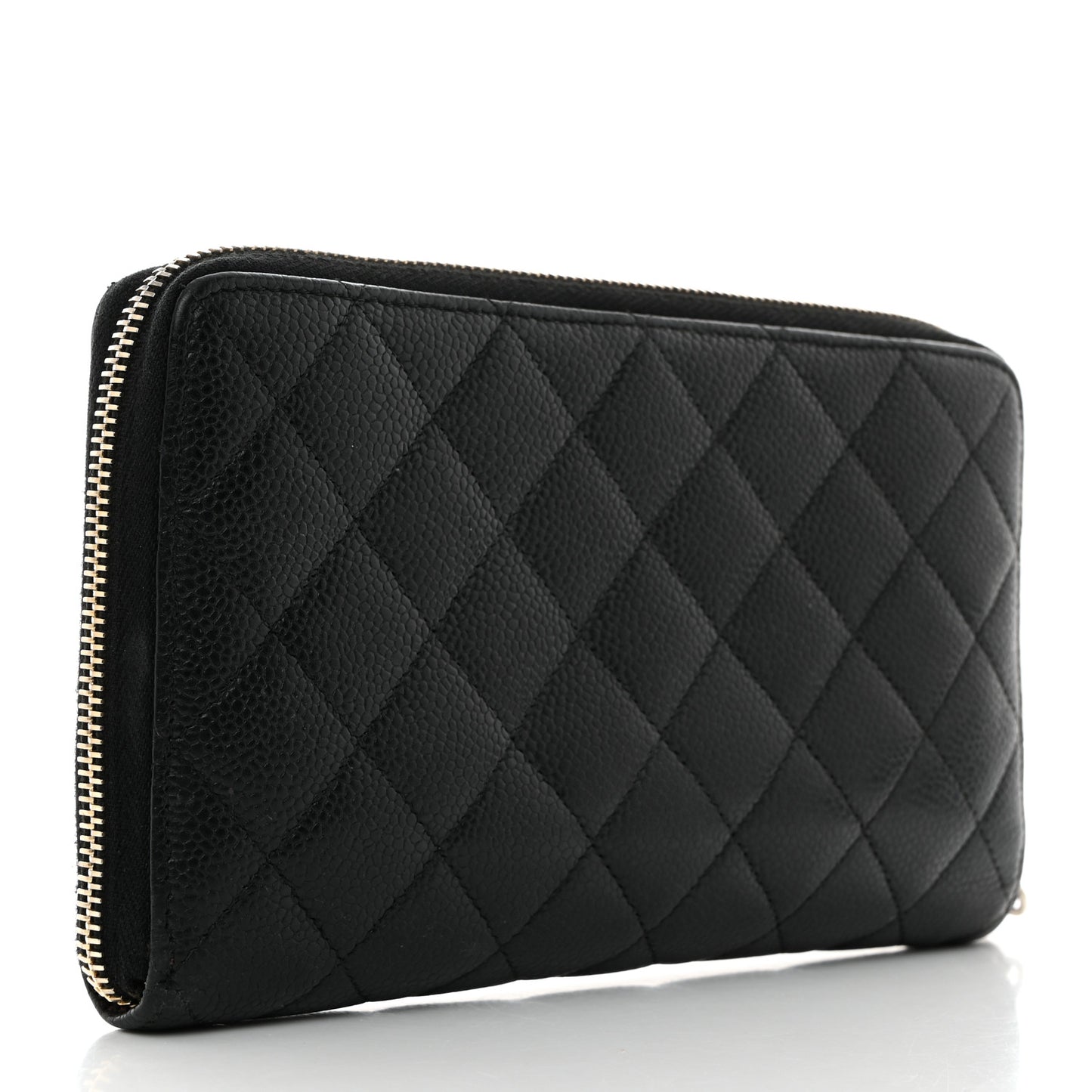 Caviar Quilted Large Zip Around Organizer Wallet Black