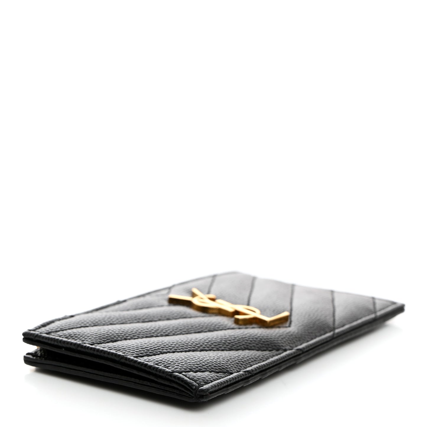Grain De Poudre Matelasse Chevron Monogram Fragments Zippered Card Case Black