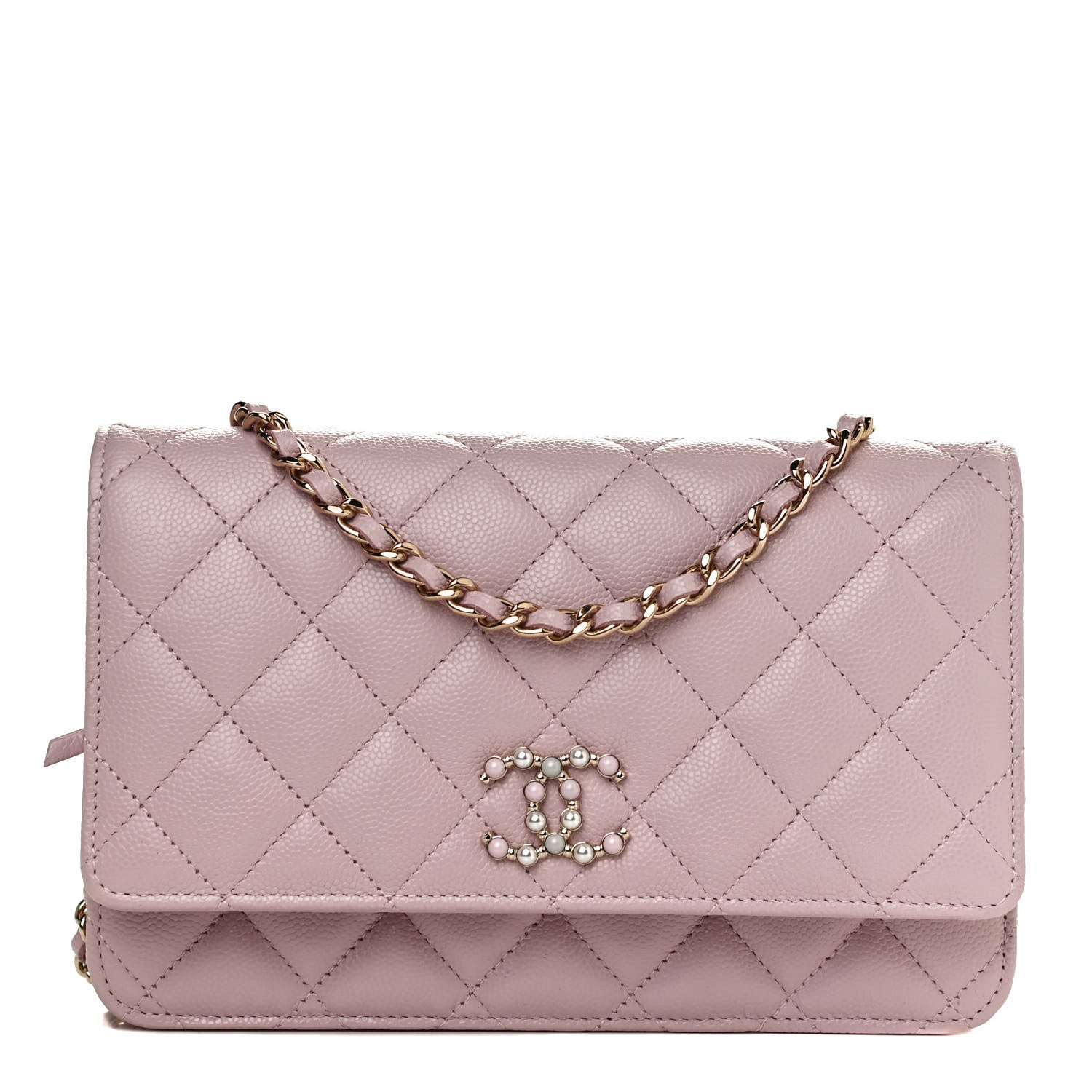 Chanel Caviar Quilted Coco Candy Wallet On Chain WOC Light Pink 1 of 11